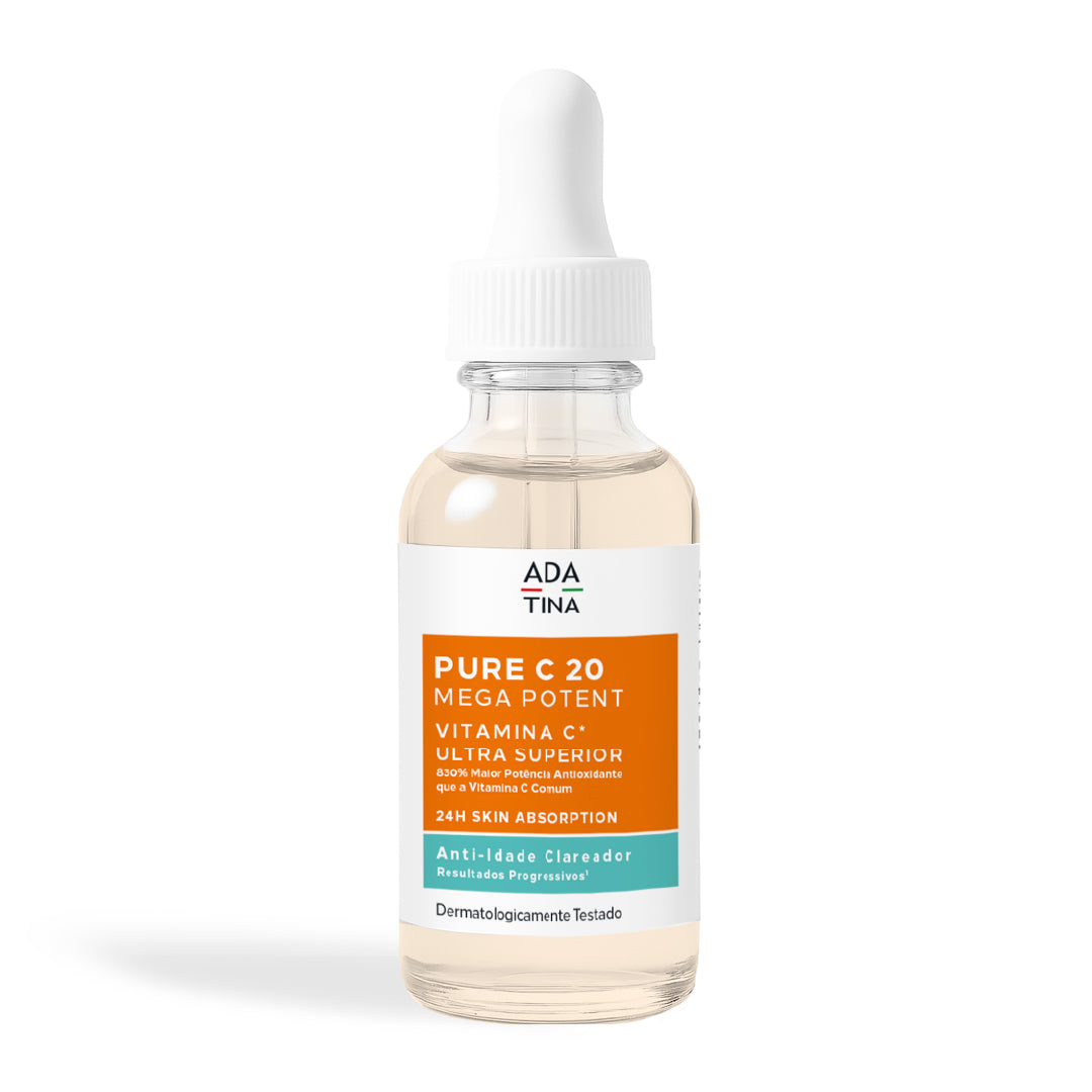 Sérum Pure C 20 Mega Potent um anti-idade clareador com resultados progressivos.