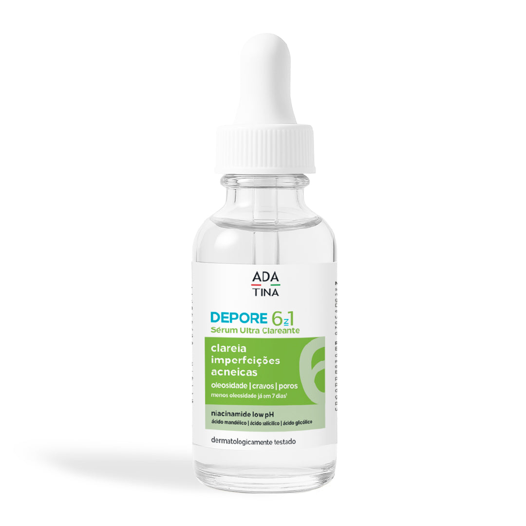 Sérum Depore 6 in 1 Ultra Clareante, clareia imperfeições acneicas.