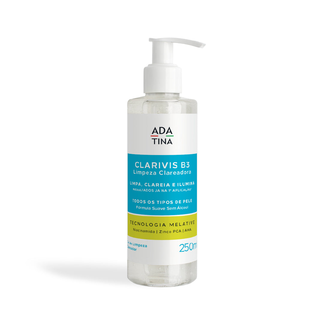 Gel de limpeza Clarivis B3 para todos os tipos de pele. Limpa, clareia e ilumina.