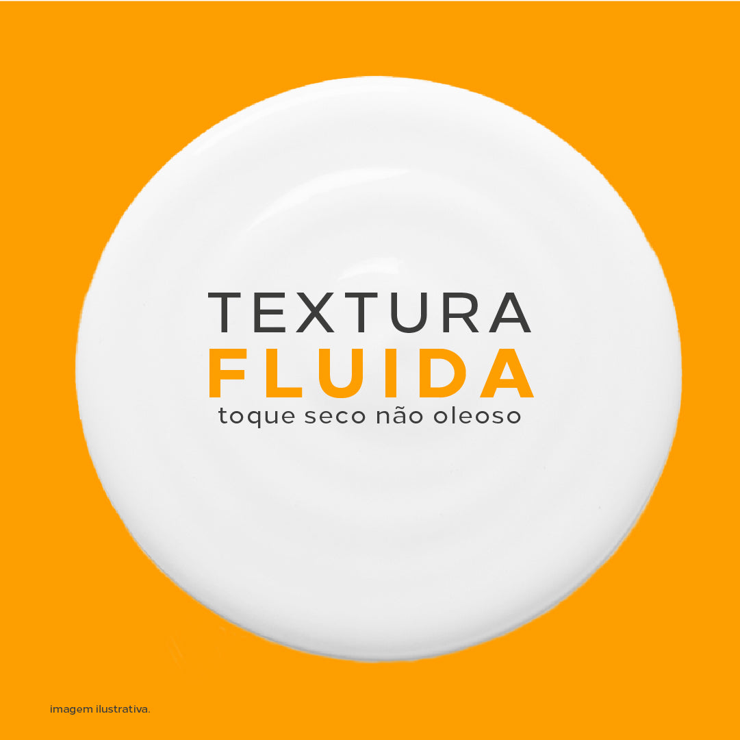 Protetor solar Biosole Fluid FPS 90 com toque seco não oleoso e textura fluida.