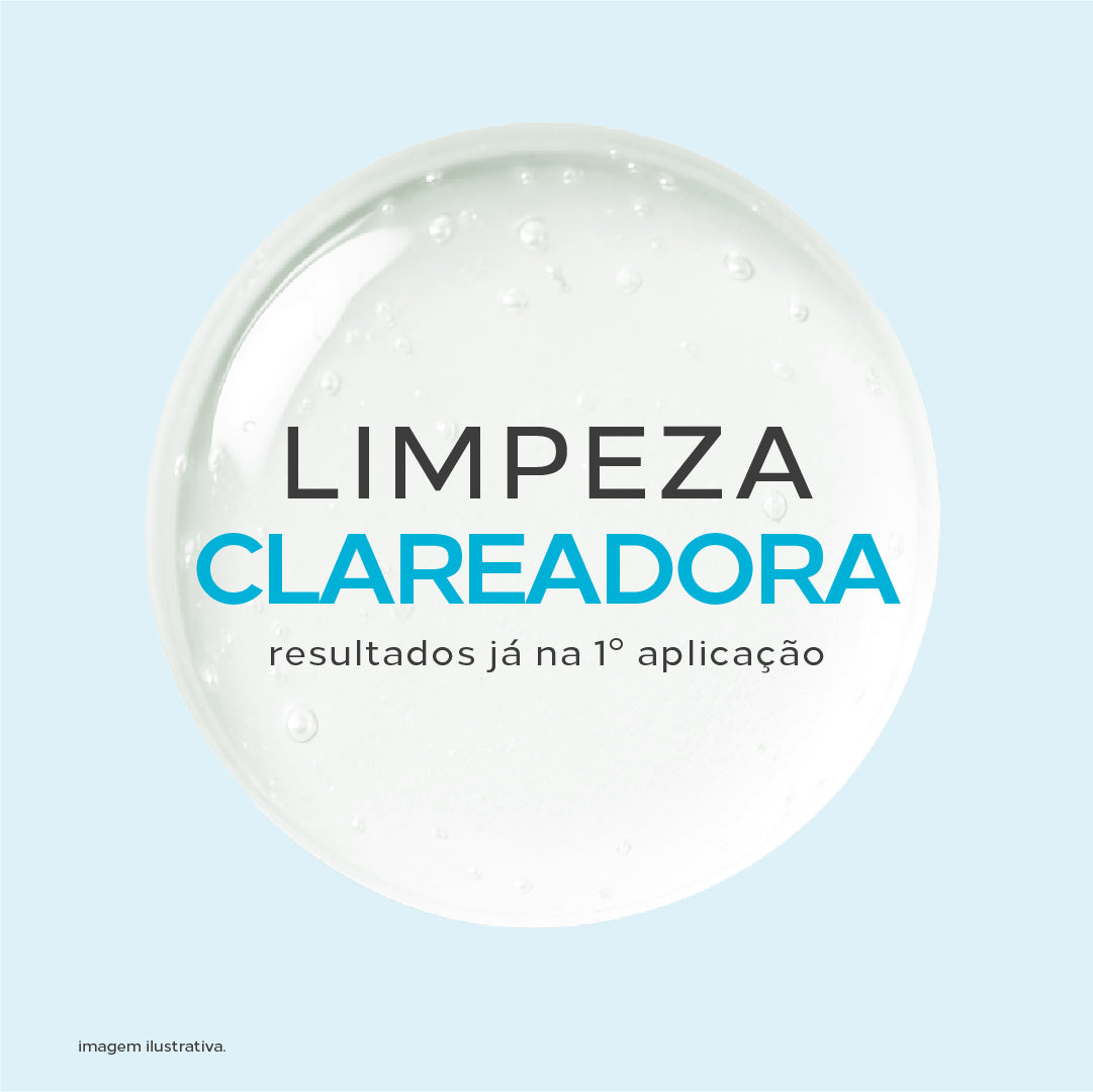 Clarivis B3 gel de limpeza clareador com resultados já na primeira aplicação.