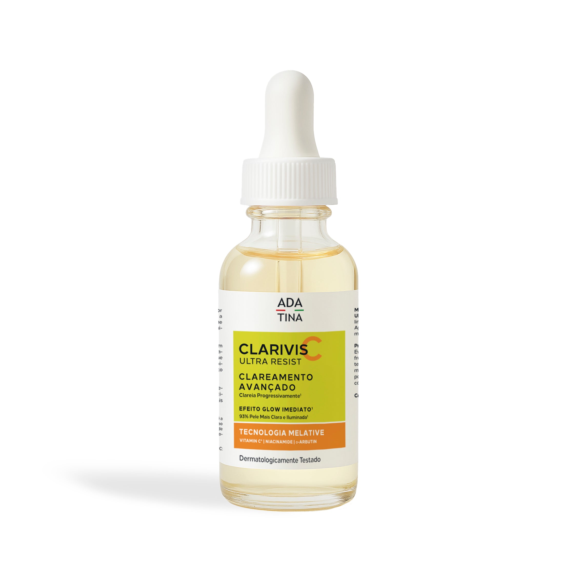Sérum Ada Tina Porcelain Glow clareador com micropartículas não invasivas para efeito pele de porcelana.