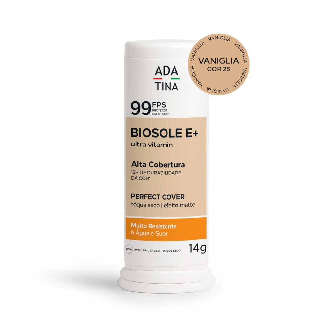 Protetor Solar Facial 12HS Stick com Cor Toque Seco Biosole E Plus Ultra Vitamin FPS 99