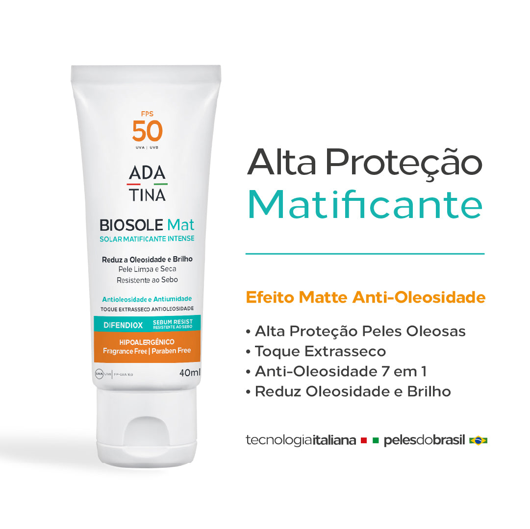 Protetor Solar 12HS 7 em 1 para Peles Oleosas com Toque Seco Biosole Mat FPS 50