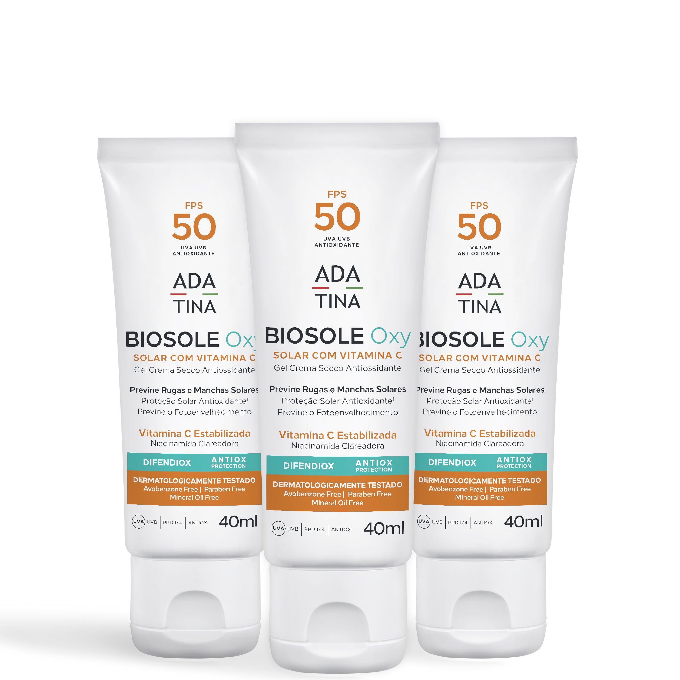 KIT 3 Un Protetor Solar 12HS Clareador Peles com Manchas e Melasma Biosole Oxy FPS 50