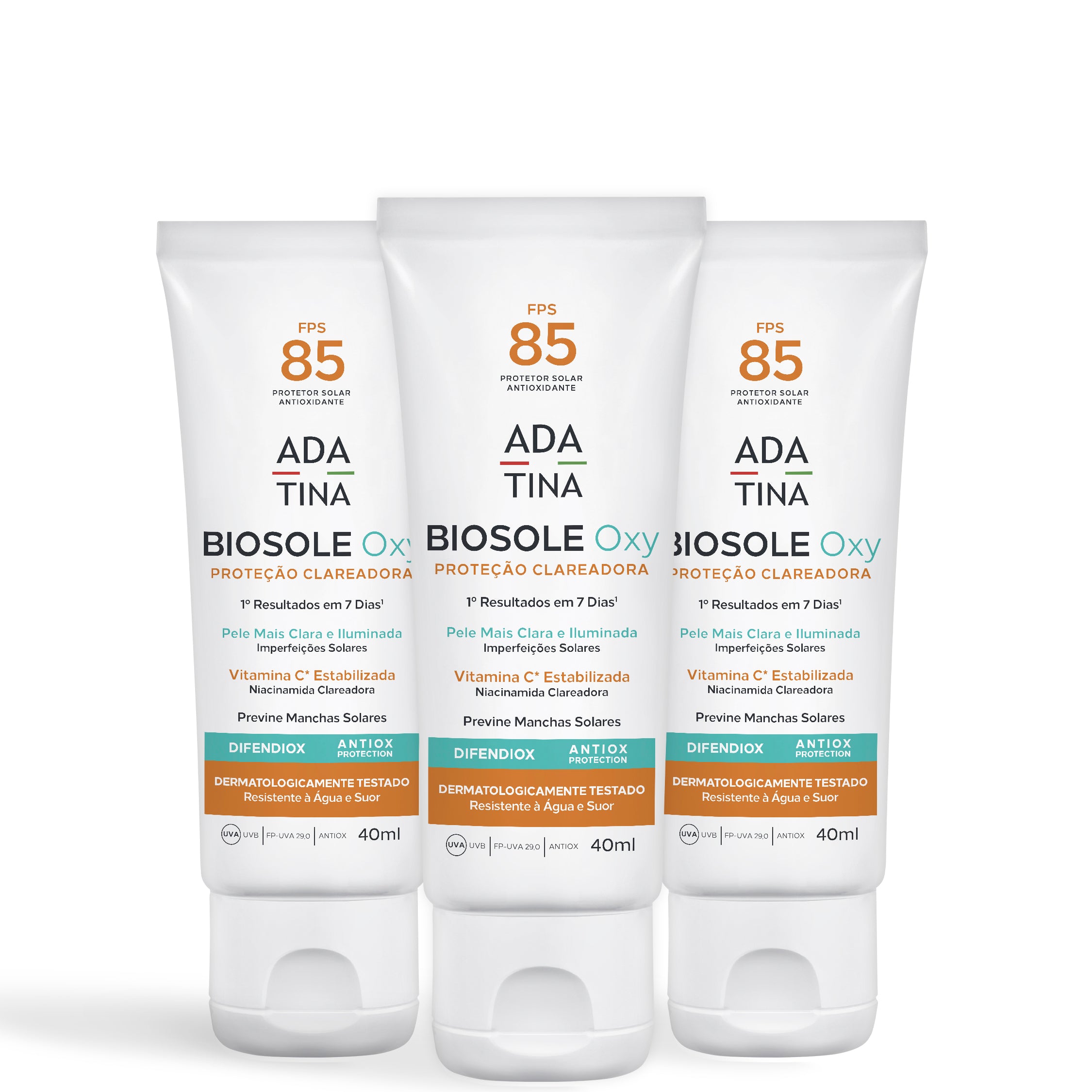 Kit 3 Unidades Protetor Solar Facial Clareador para Pele com Melasma Biosole Oxy FPS 85