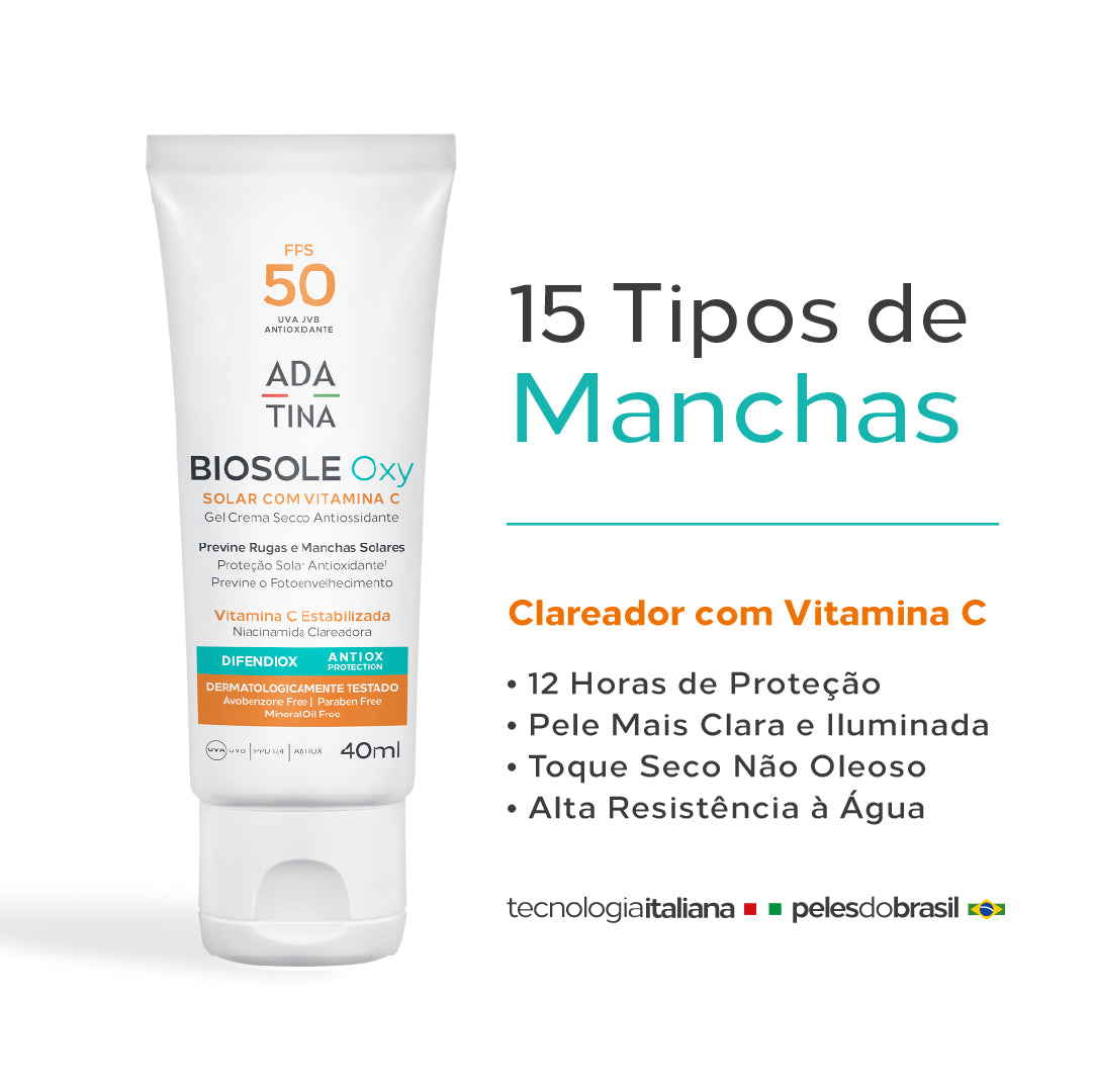 Kit 2 Un Protetor Solar 12HS Clareador Peles com Manchas e Melasma Biosole Oxy FPS 50