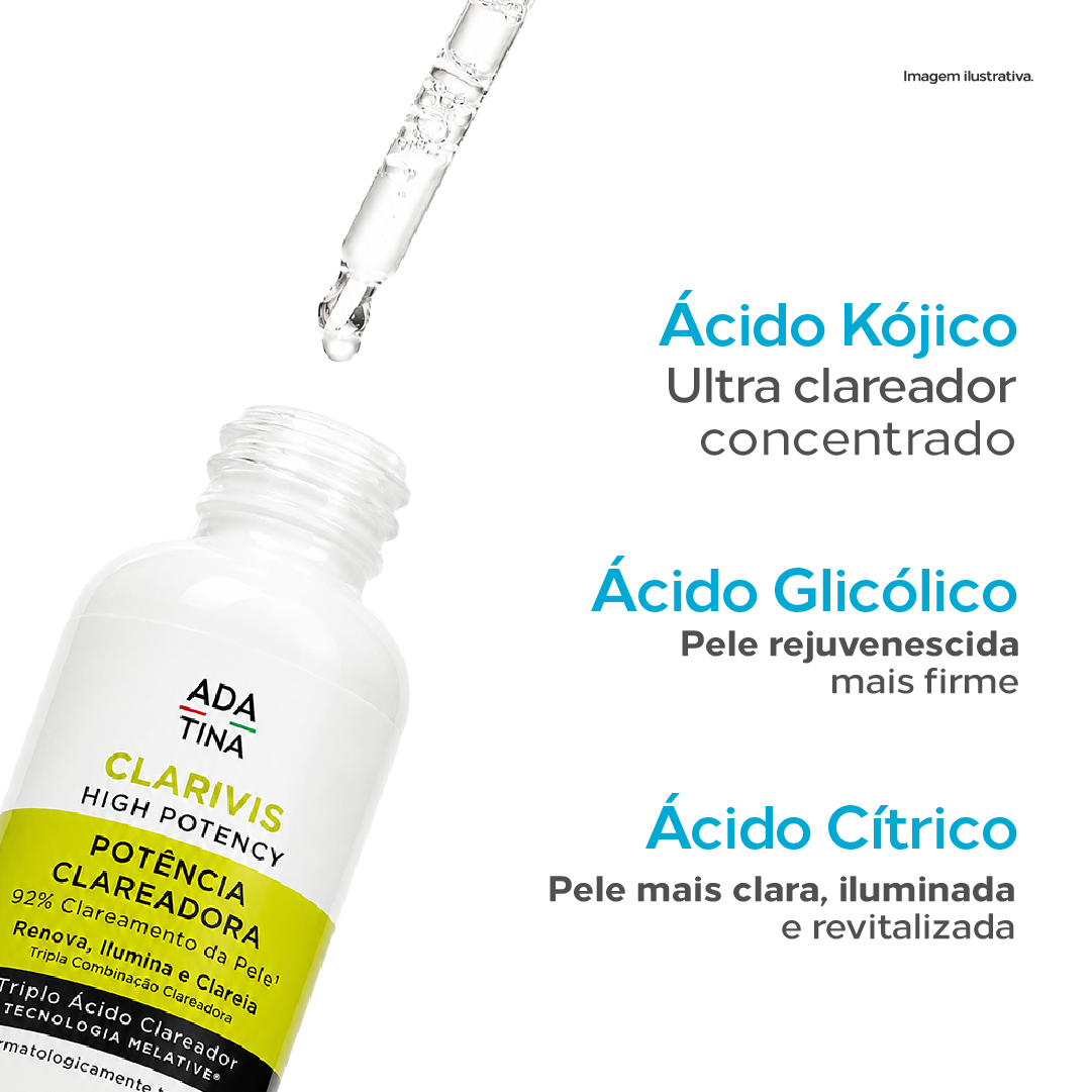 Sérum Facial Clareador com Triplo Ácido para Manchas, Melasma e Hiperpigmentação – Clarivis High Potency 30 ml