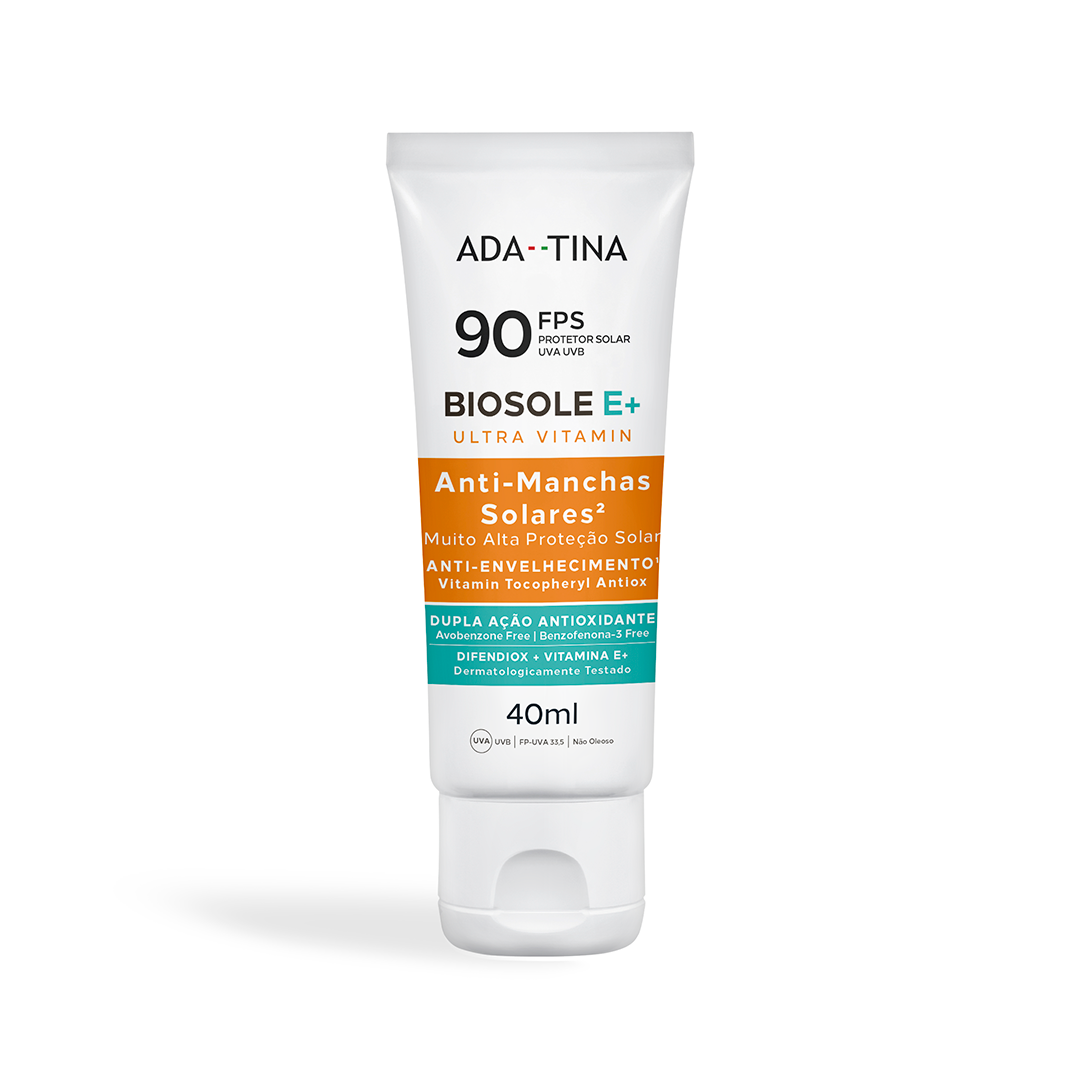 Protetor Solar Facial 12HS Bloqueador de Manchas Claras e Escuras FPS 90 - Biosole E+ Ultra Vitamin 40ml