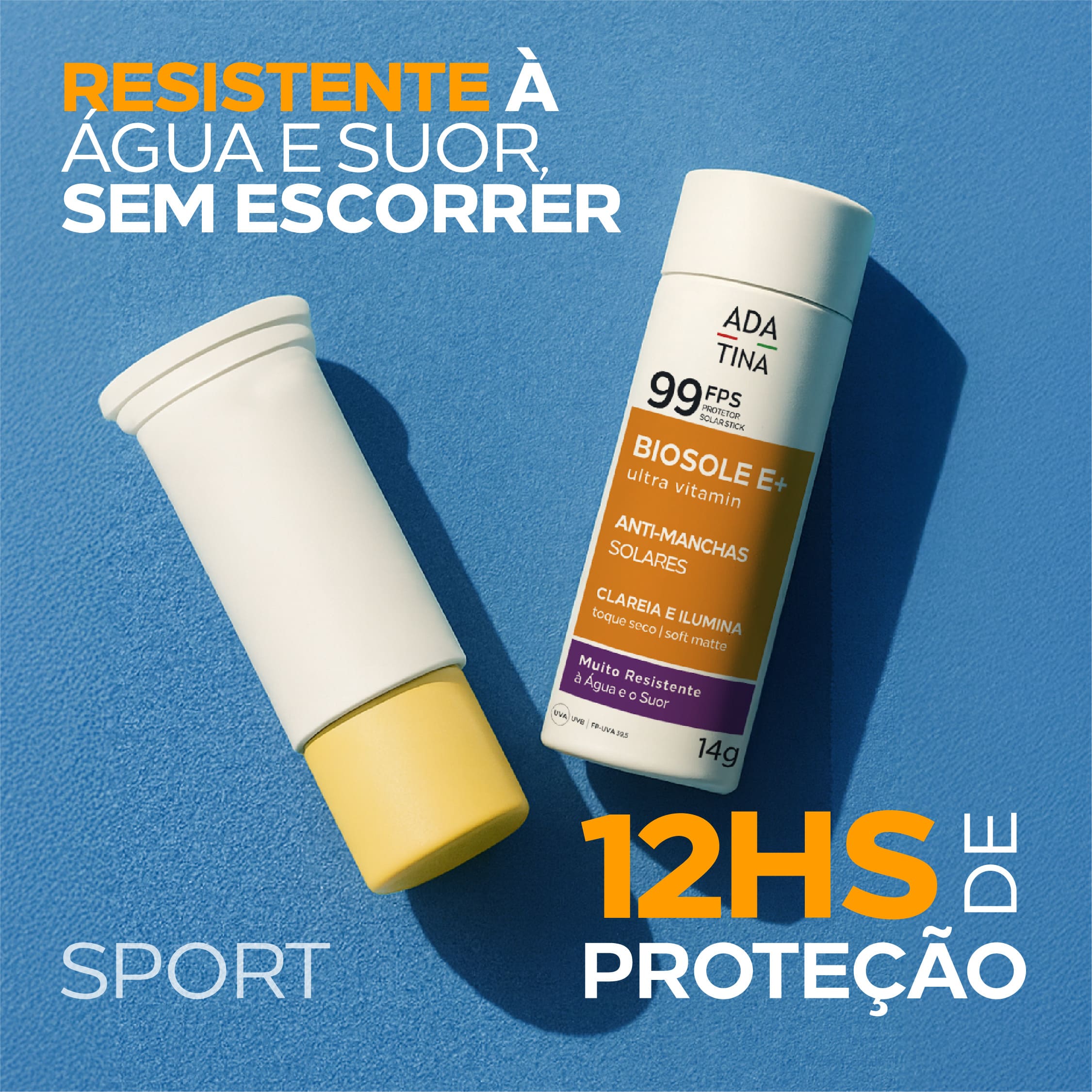 Protetor Solar Facial Stick Clareador 12HS – Biosole E Plus Ultra Vitamin FPS 99