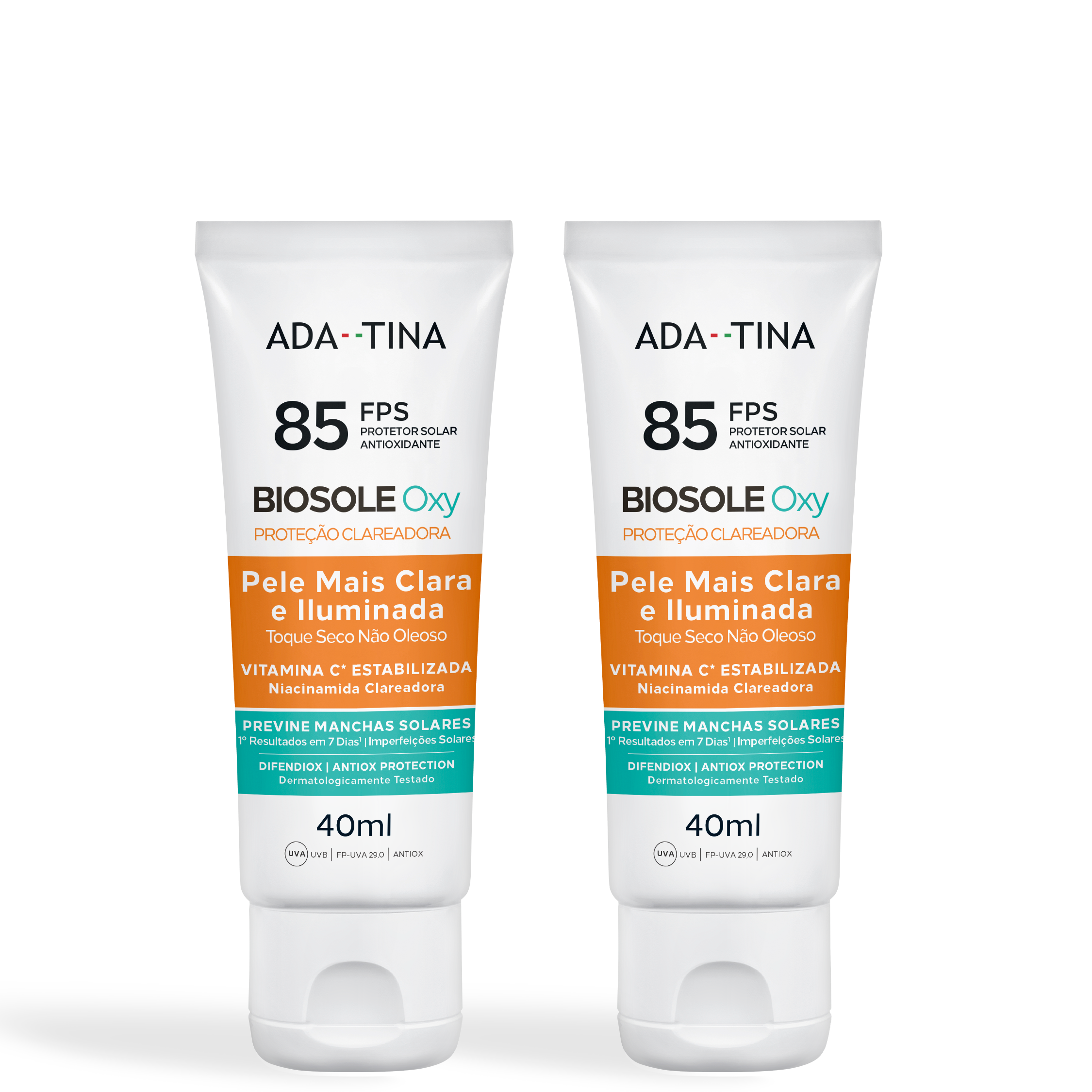 Kit 2 Unidades Protetor Solar Facial 12HS Clareador Anti-Calor 2x Mais Rápido – Biosole Oxy FPS 85