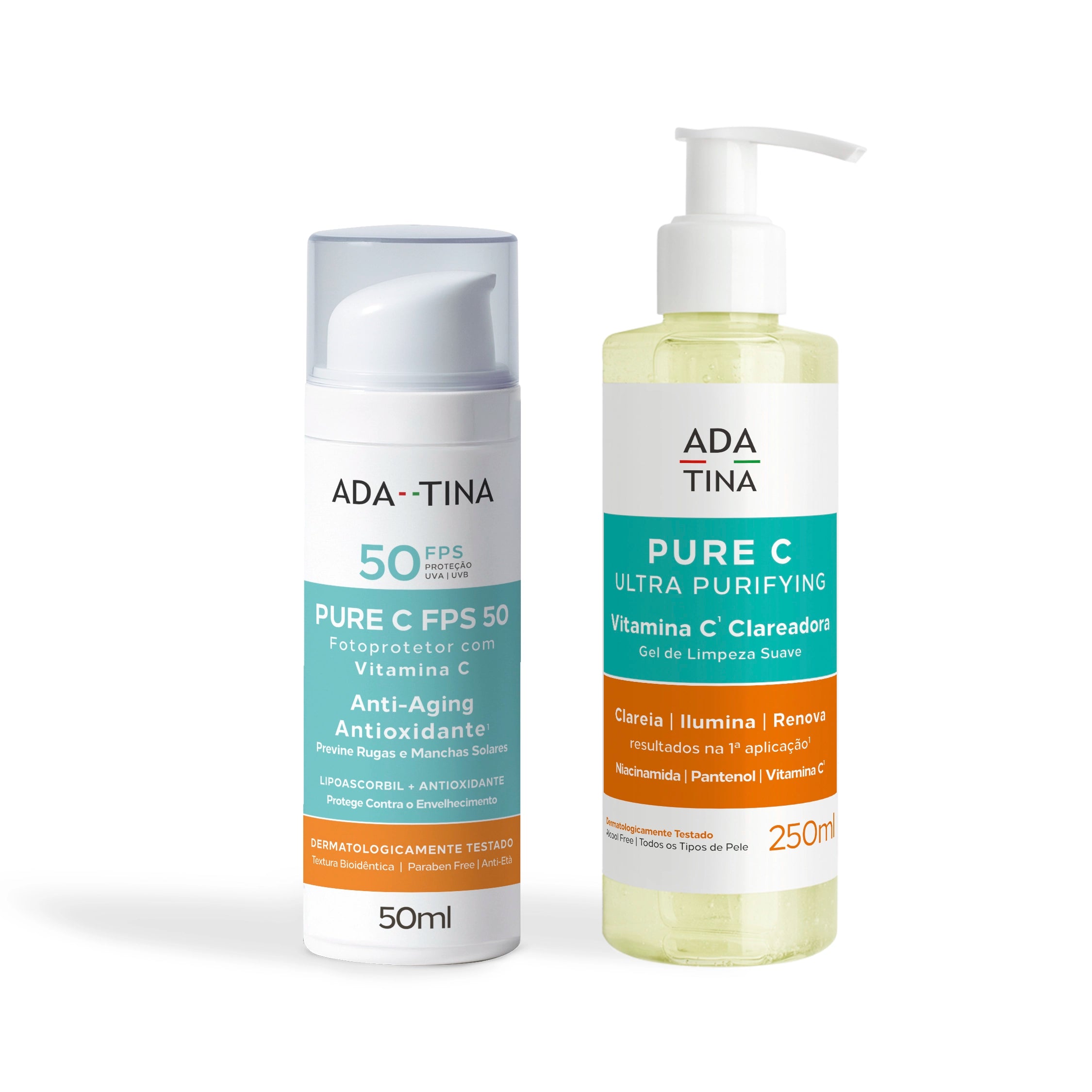 Kit Vitamina C Antioxidante, Anti-Idade e Anti-Manchas: Proteção Solar + Gel de Limpeza