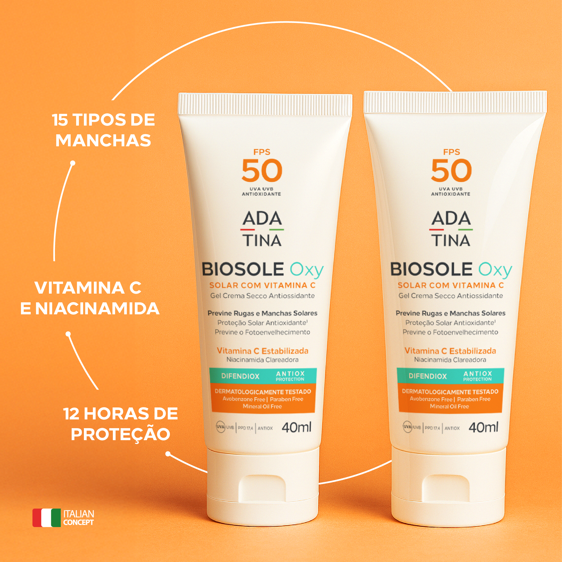 Protetor Solar 12HS Clareador Peles com Manchas e Melasma Biosole Oxy FPS 50