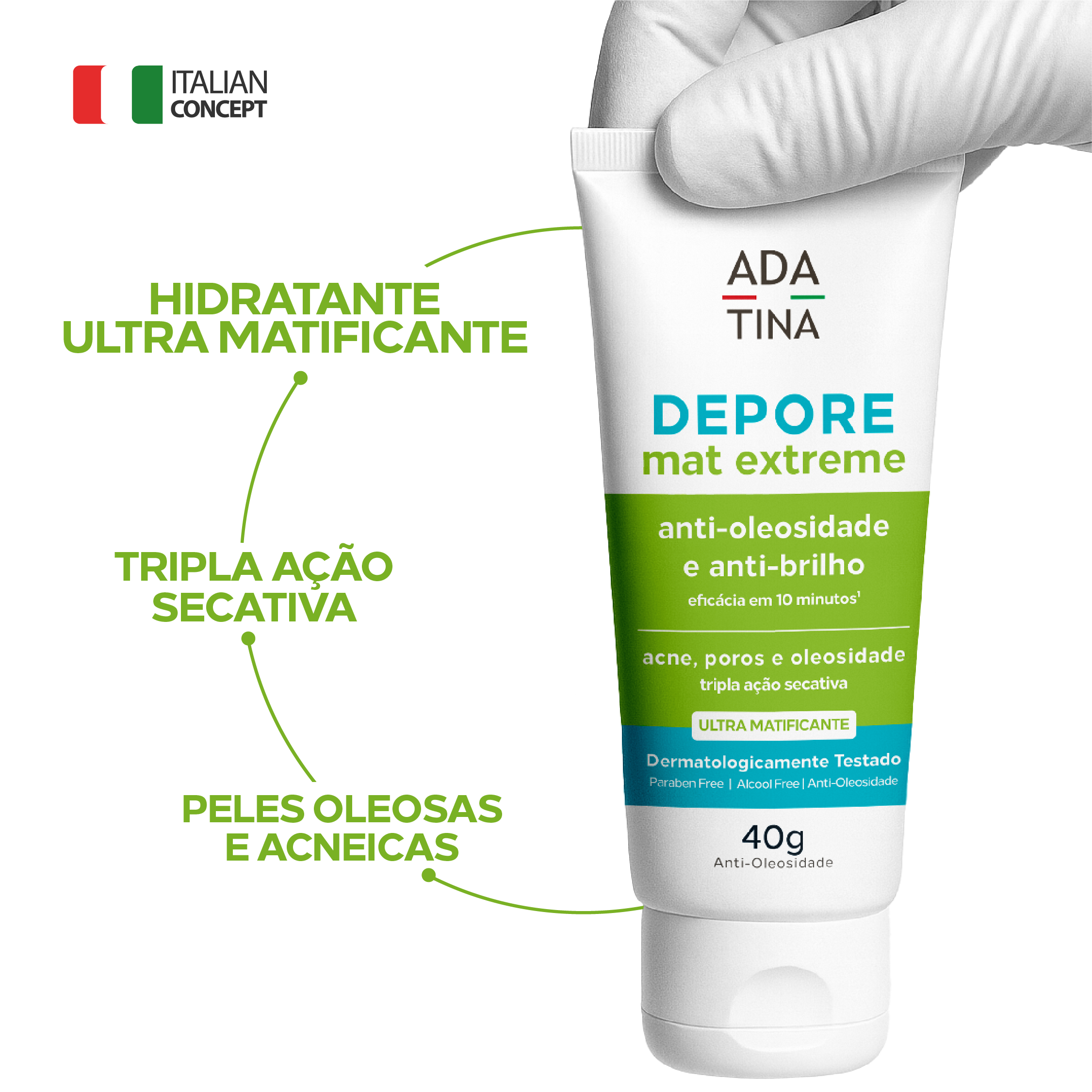 Creme Hidratante Ultra Matificante com Tripla Ação Secativa Peles Oleosas – Depore Mat Extreme Anti-Oleosidade 40g