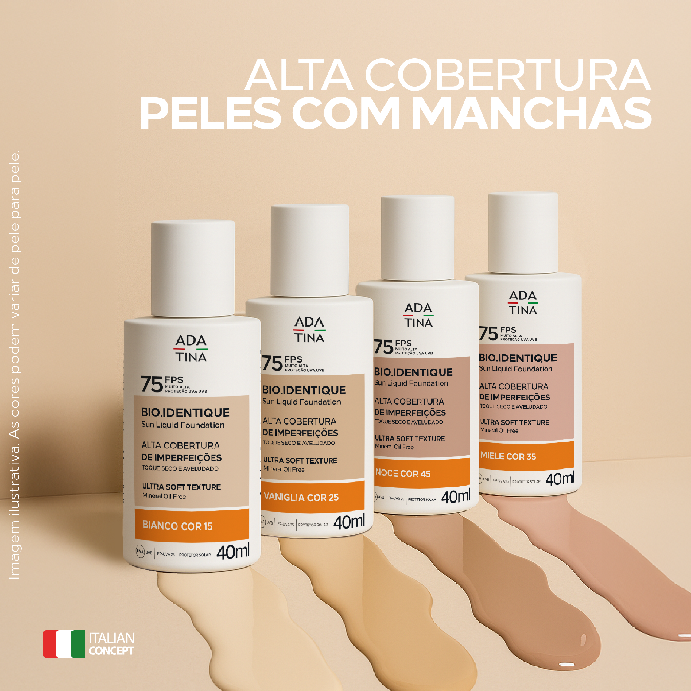 Protetor Solar Facial 12HS com Cor Alta Cobertura Bio.Identique FPS 75
