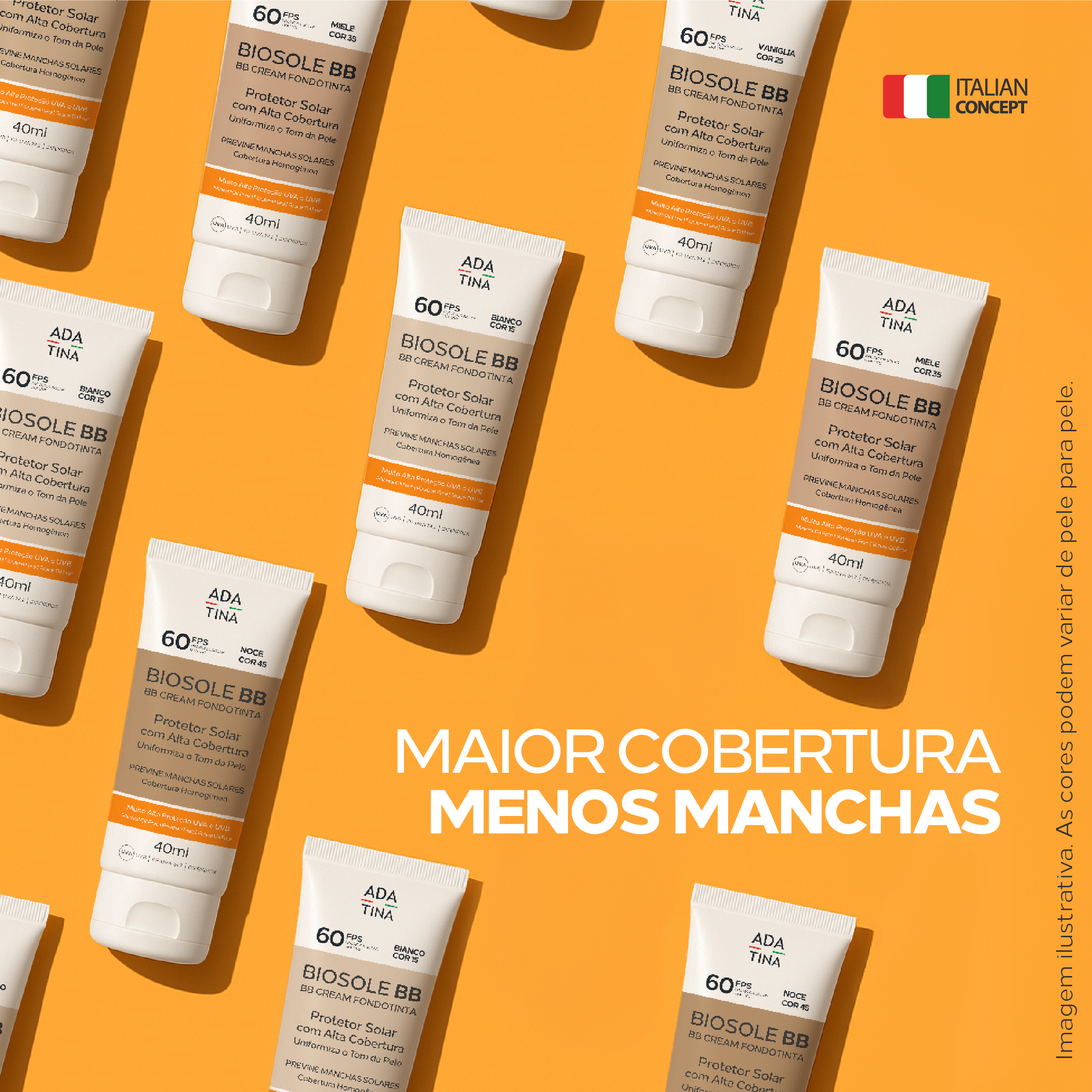 Protetor Solar Facial 12HS com Cor, Toque Seco e Alta Cobertura Biosole BB Cream FPS 60