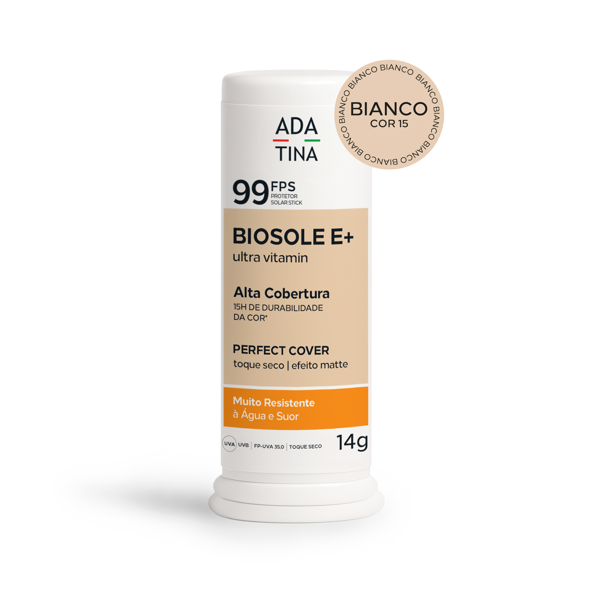 Protetor Solar Facial 12HS Stick com Cor Toque Seco Biosole E Plus Ultra Vitamin FPS 99