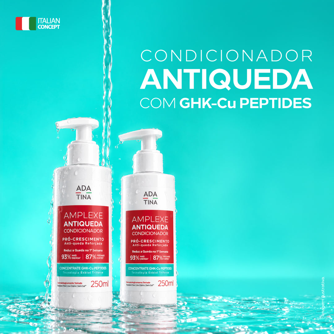 Condicionador Amplexe Antiqueda com GHK-Cu Peptides e Tecnologia Exbiol Triforce.
