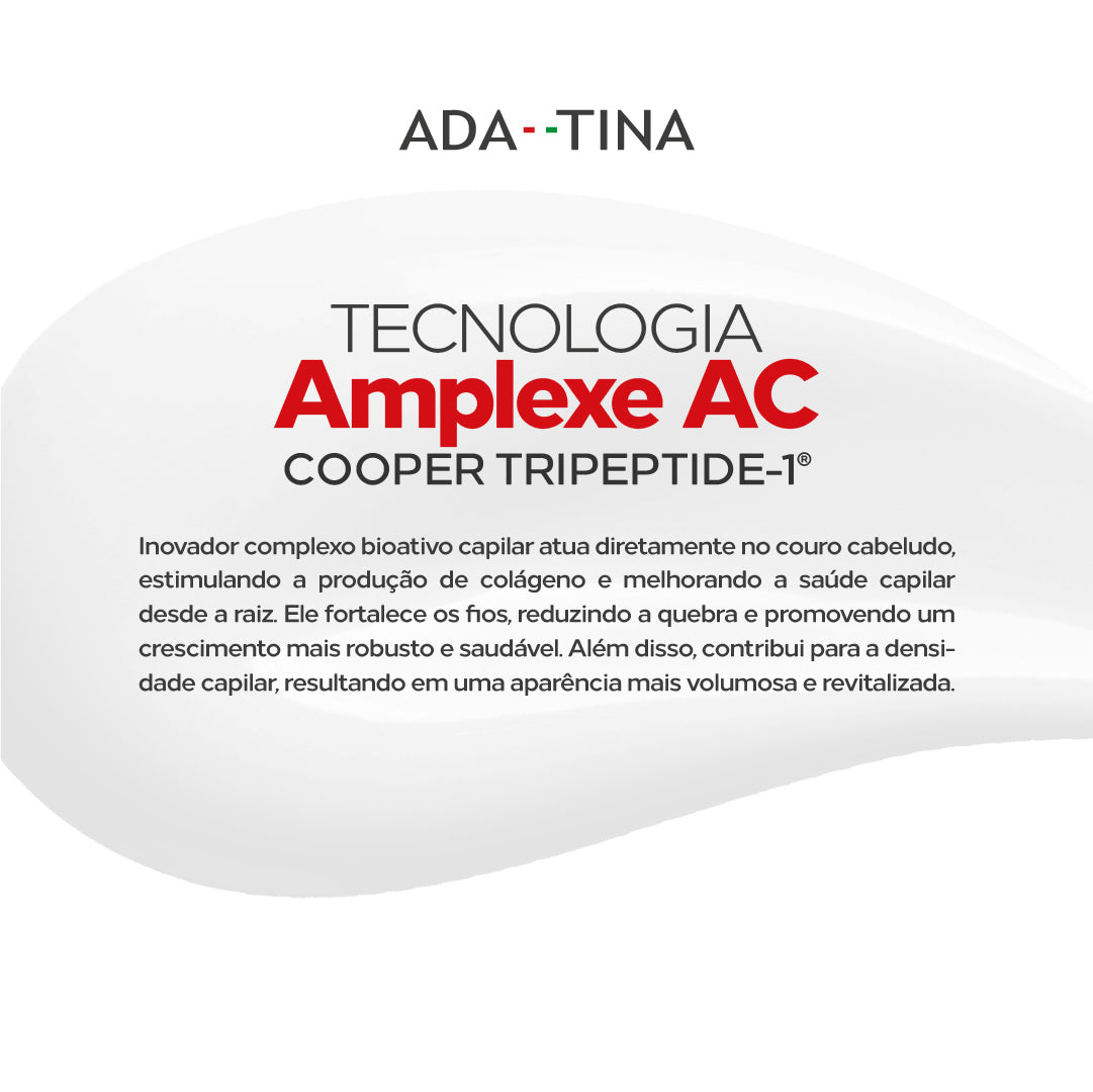 Condicionador Amplexe com tecnologia Amplexe AC. Fortalece os fios, reduzindo a quebra e promovendo o crescimento.