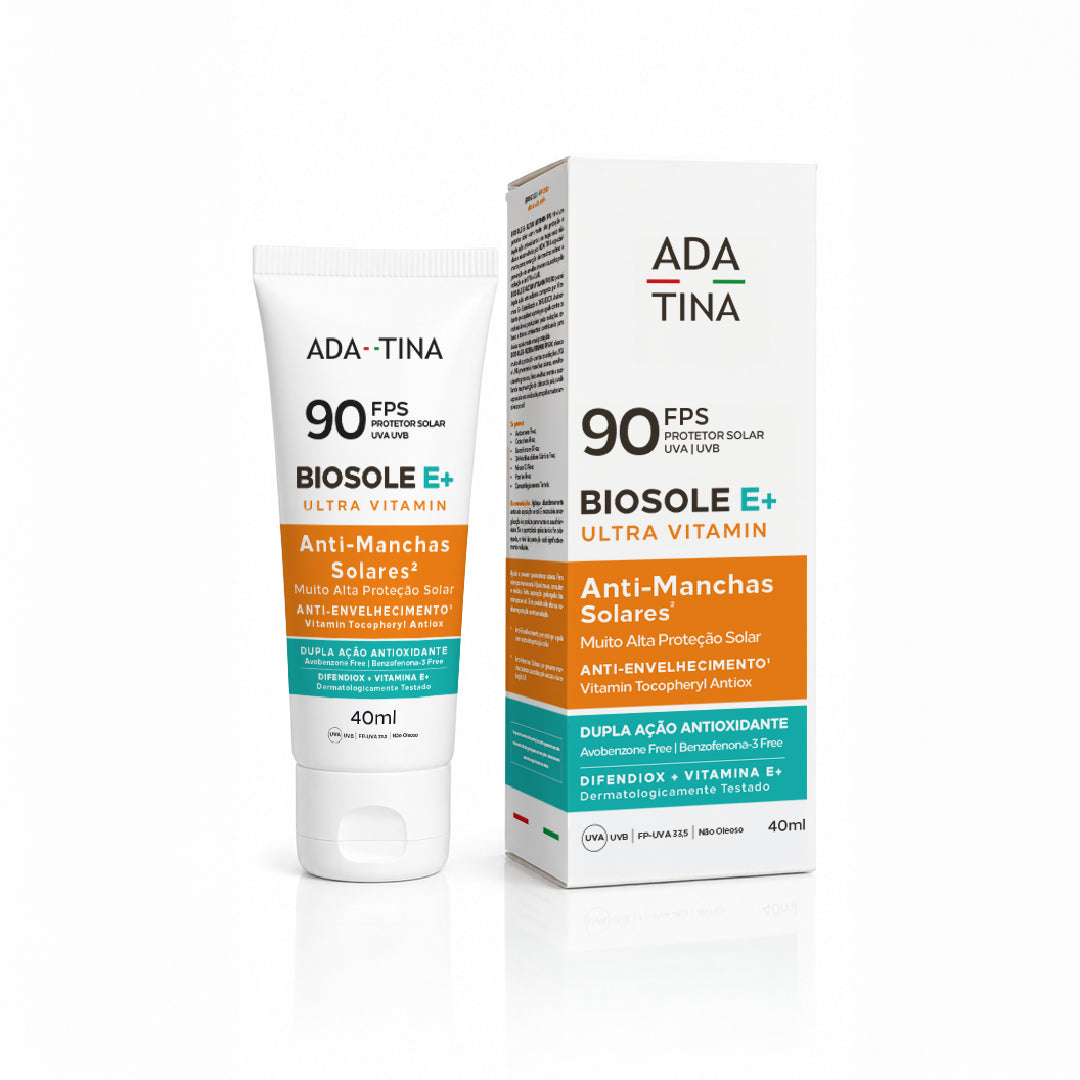 Embalagem do protetor solar Biosole E+ Ultra Vitamin FPS 90.