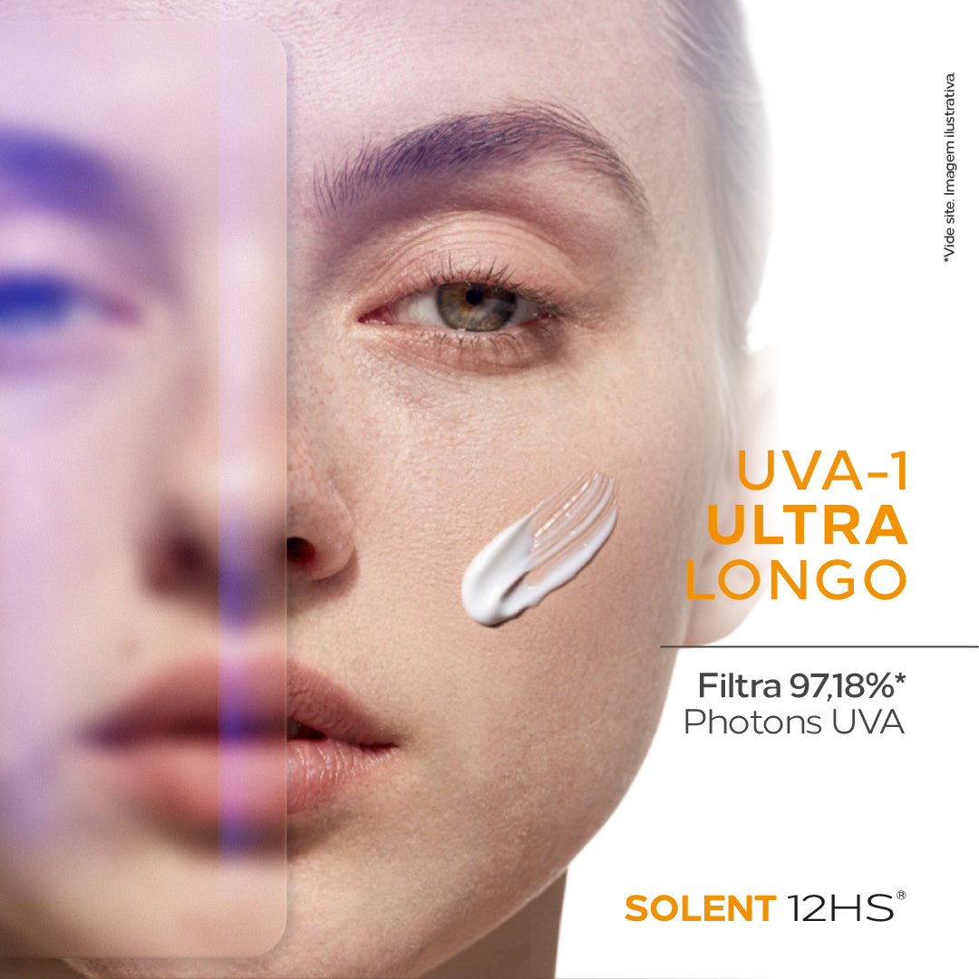 Tecnologia Solent 12HS contra UVA-1 ultra longo: ajuda a prevenir melasma e manchas profundas. 