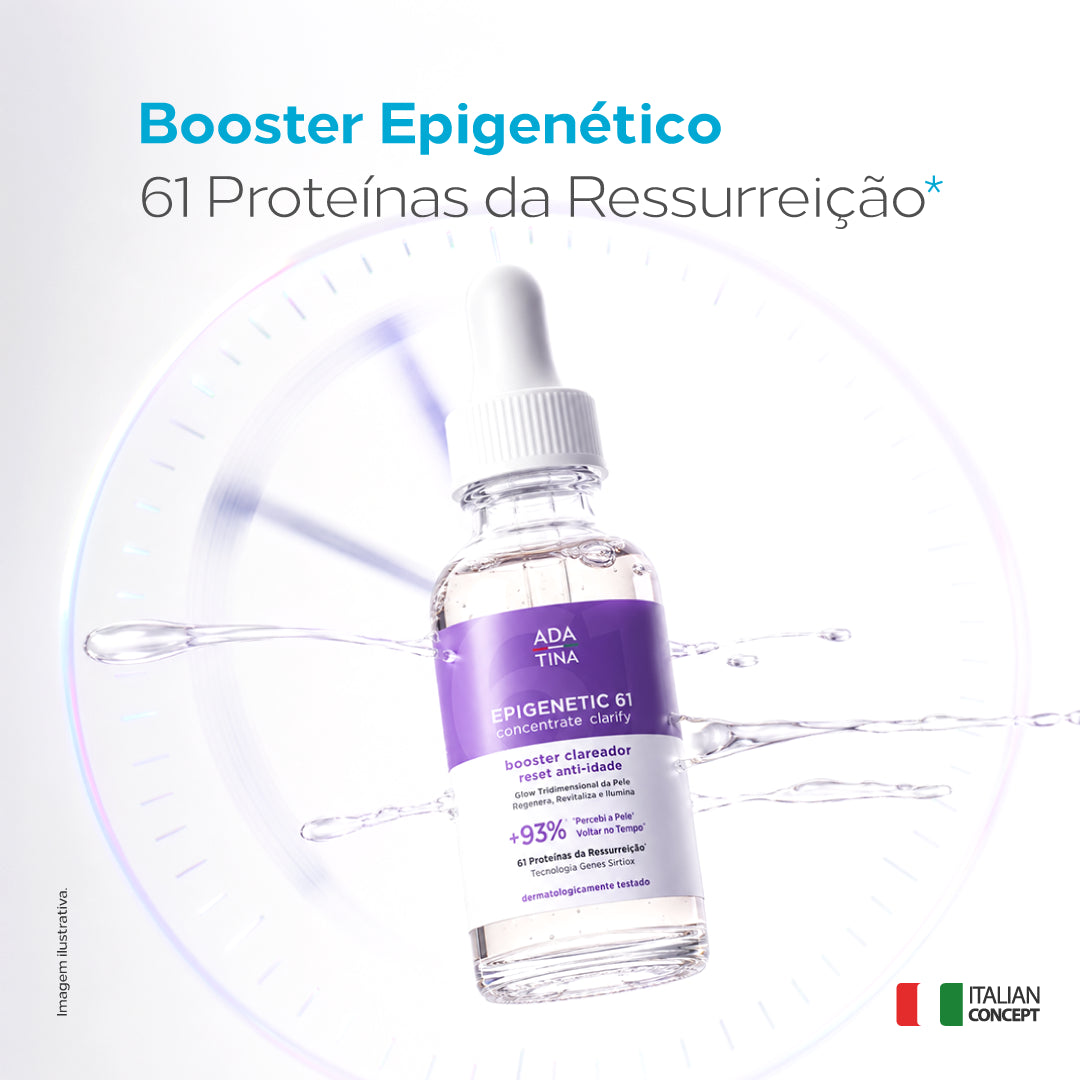 Booster epigenético com 61 proteínas da ressurreição para clarear e revitalizar a pele.