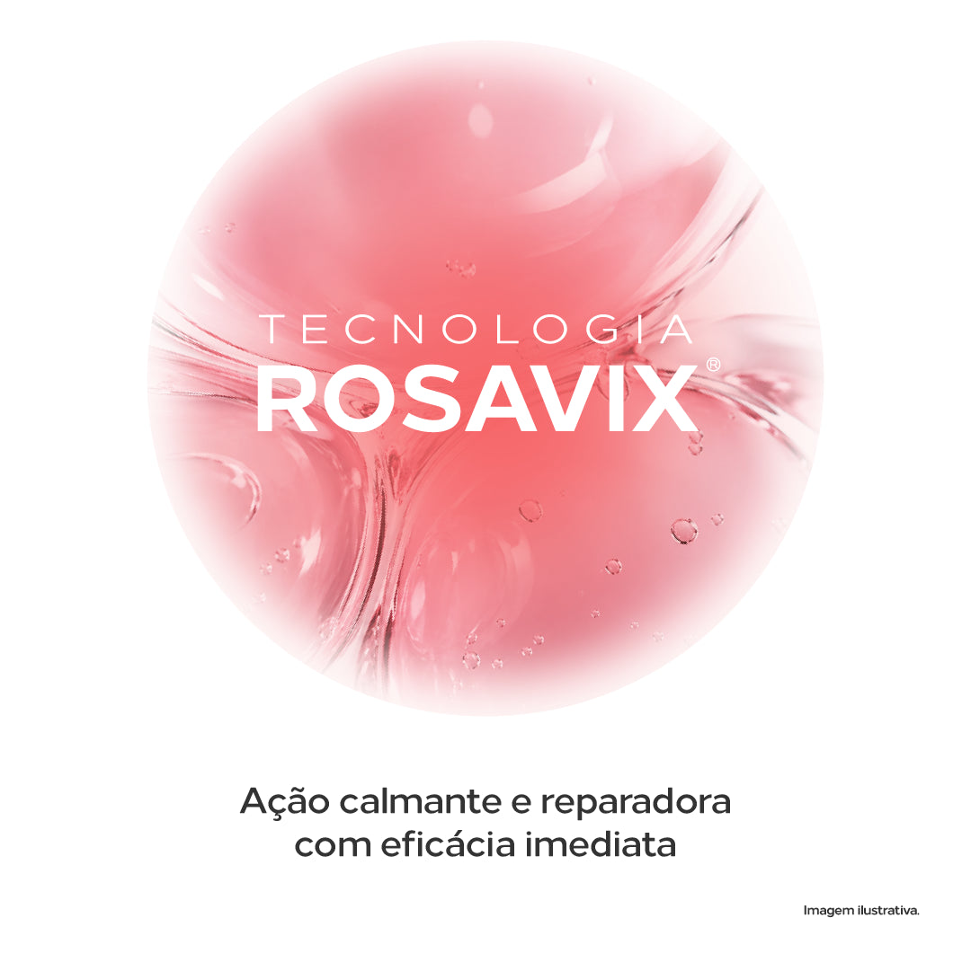 Tecnologia Rosavix® do CICA B12+ com ação calmante e reparadora imediata para peles sensíveis e reativas.