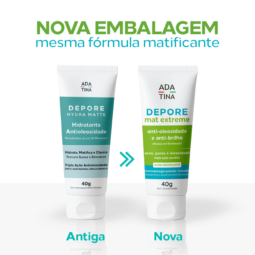 Nova embalagem para o hidratante matificante Depore Mat Extreme.