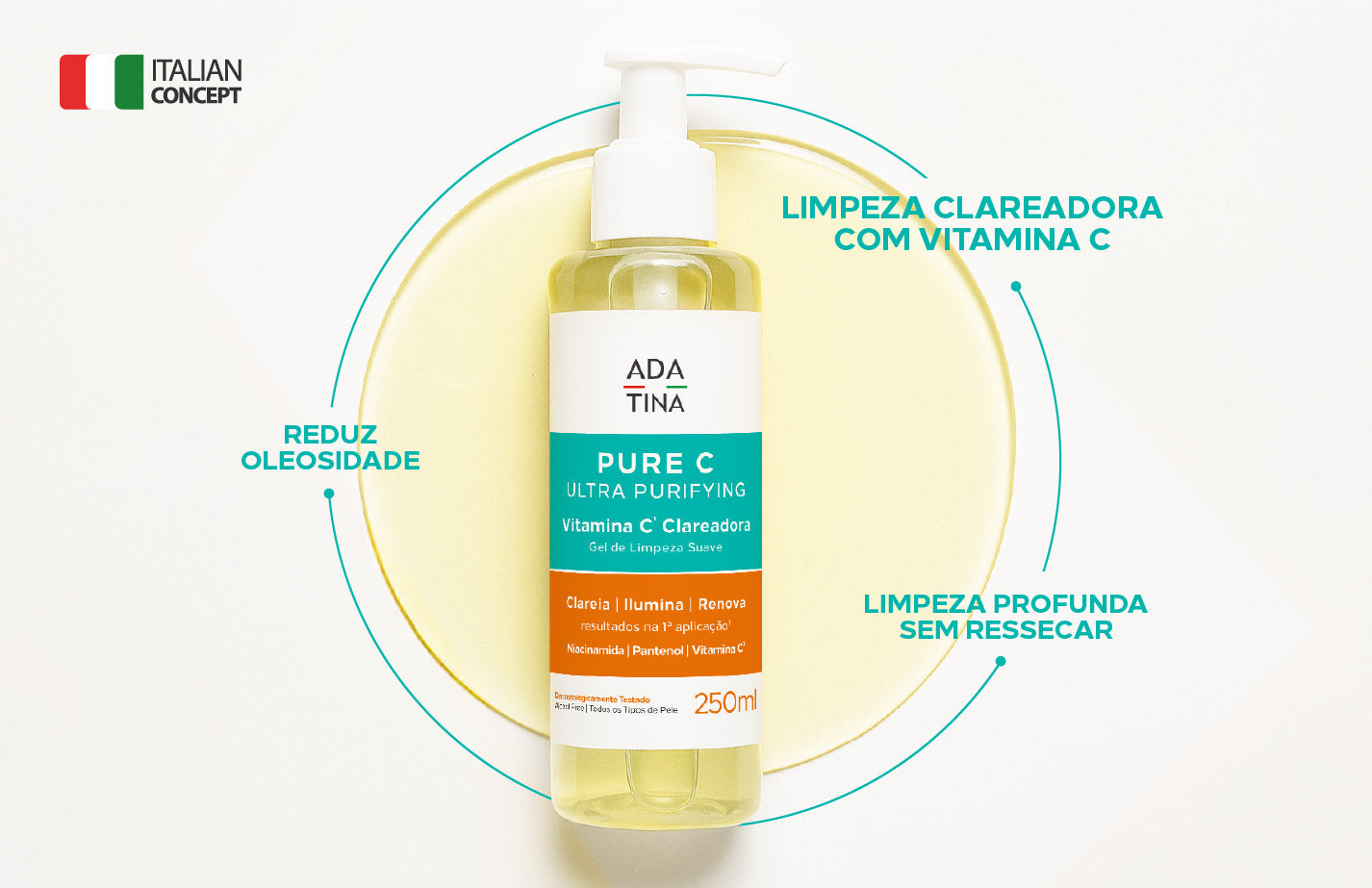 Gel de Limpeza Facial para Pele Oleosa e Clareador – ADA TINA