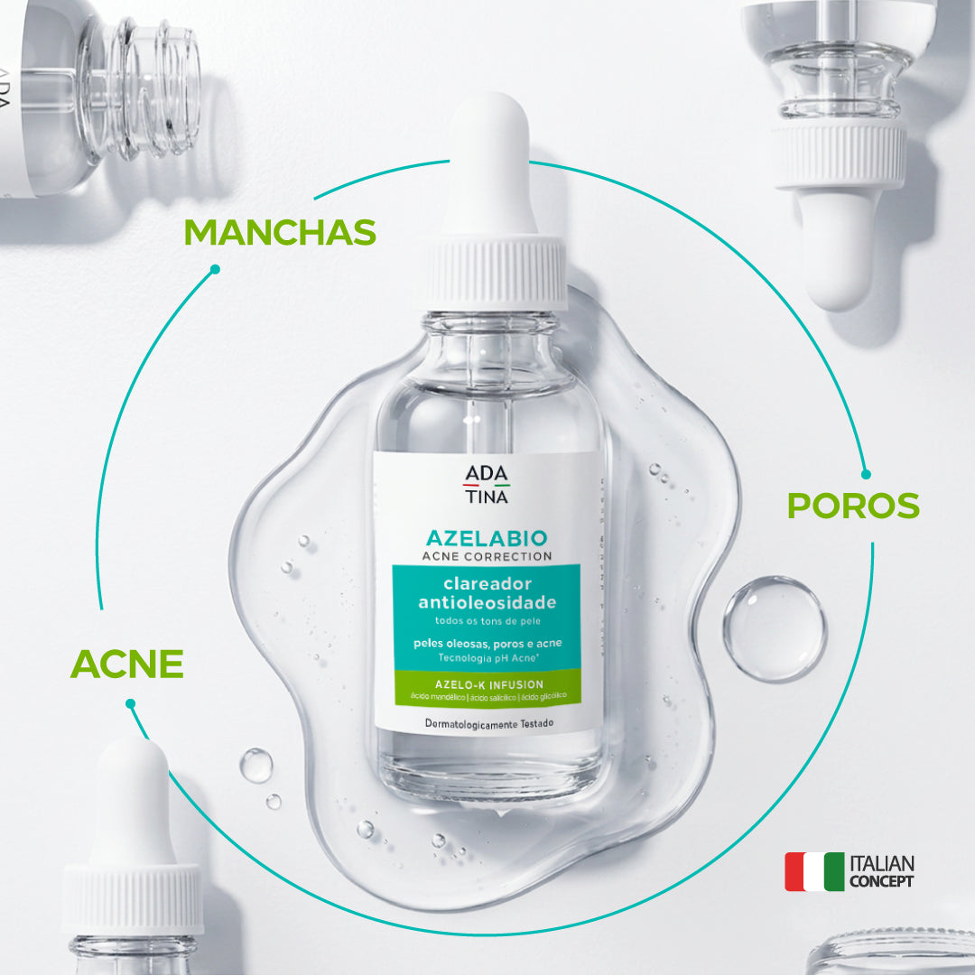 Azelabio Acne Correction reduz acne, controla a oleosidade e minimiza os poros.