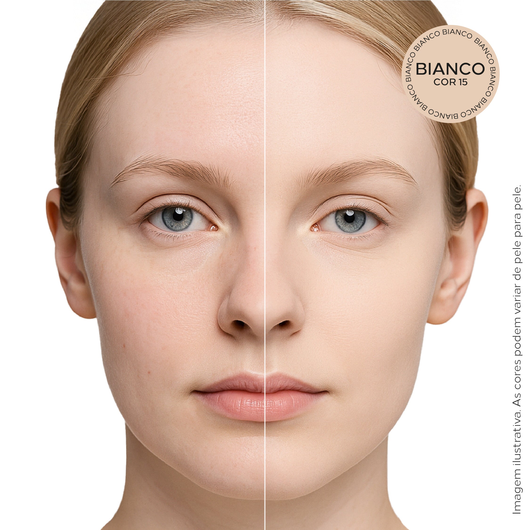 Antes e depois Biosole BB Cream FPS 60 cor Bianco Ada Tina.