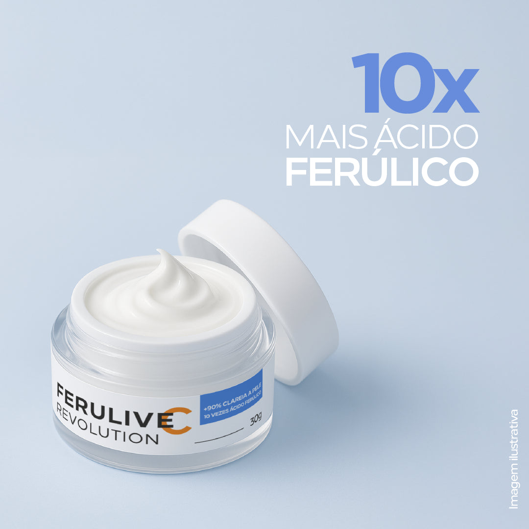 Creme Clareador e Anti-Idade para Rugas, Manchas e Melasma com Ácido Ferúlico e Vitamina C Pura – Ferulive C Revolution 30g