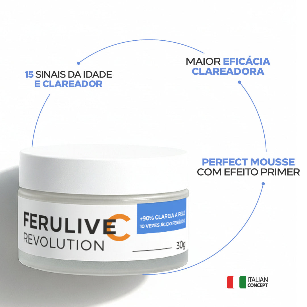 Creme Clareador e Anti-Idade para Rugas, Manchas e Melasma com Ácido Ferúlico e Vitamina C Pura – Ferulive C Revolution 30g