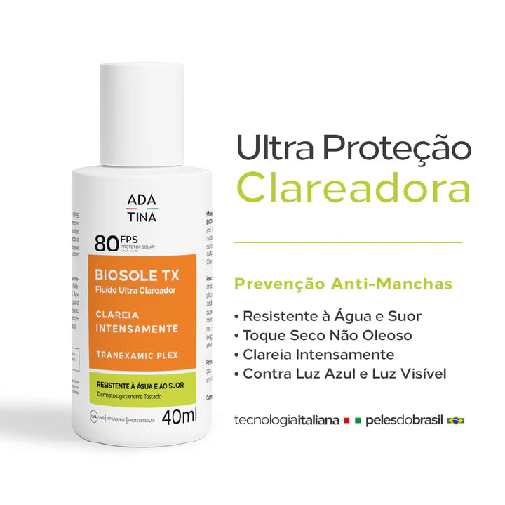 kit 2 Un Protetor Solar 12HS Para Pele com Manchas e Melasma - Biosole TX FPS 80 40ml