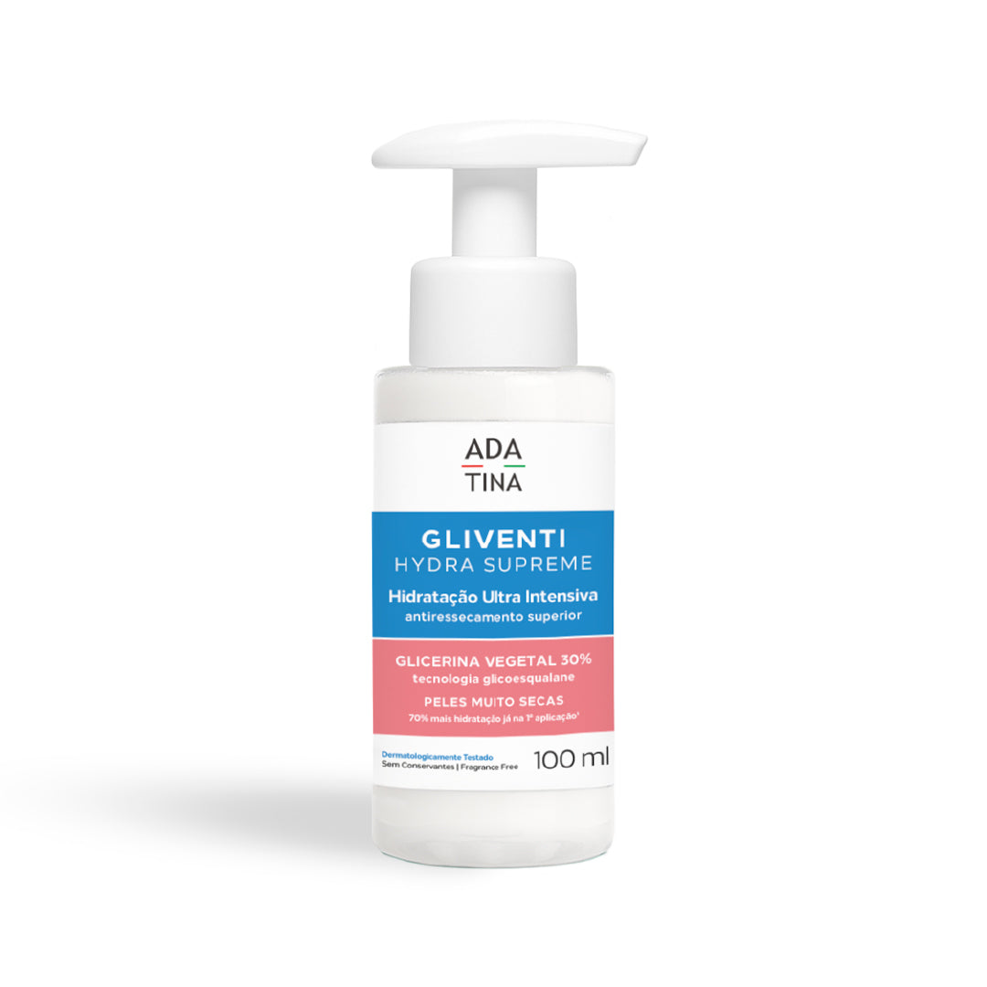 Hidratante hydra supreme da linha Gliventi para peles secas, com glicerina vegetal 30%.