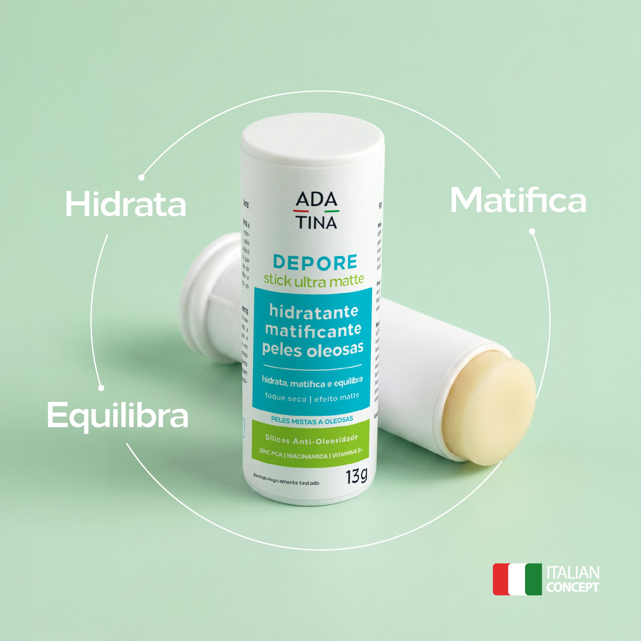 Depore Stick Ultra Matte hidrata, matifica e equilibra a barreira cutânea da pele.