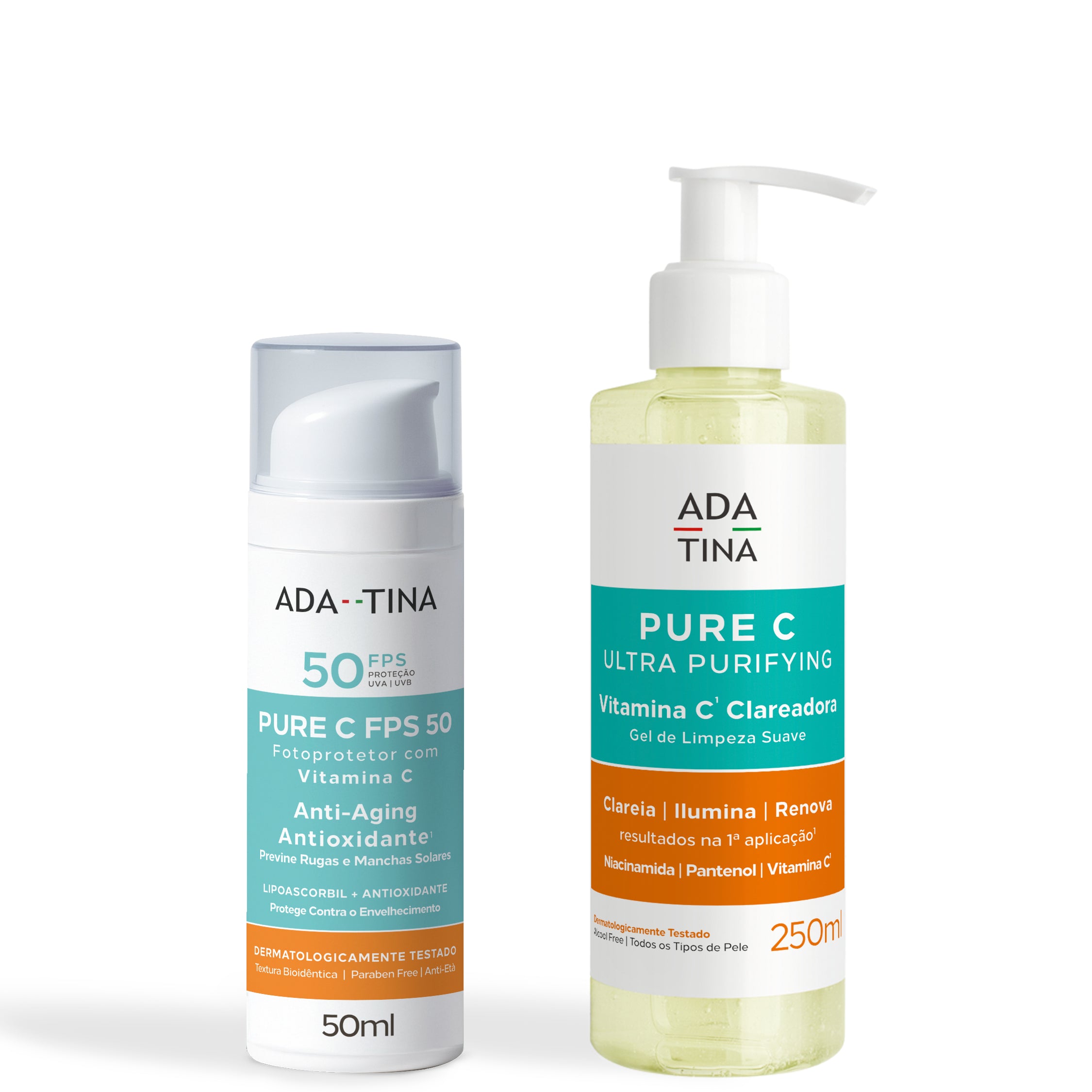 Kit Vitamina C Antioxidante, Anti-Idade e Anti-Manchas: Proteção Solar + Gel de Limpeza