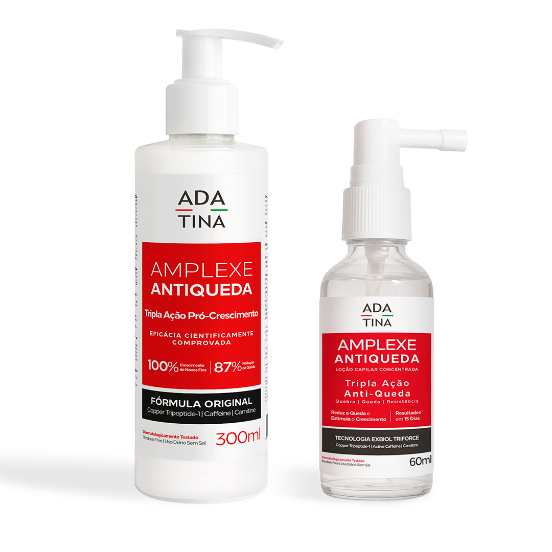 Kit Shampoo e Loção Antiqueda Profissional – Tripla Ação para Queda e Crescimento dos Fios
