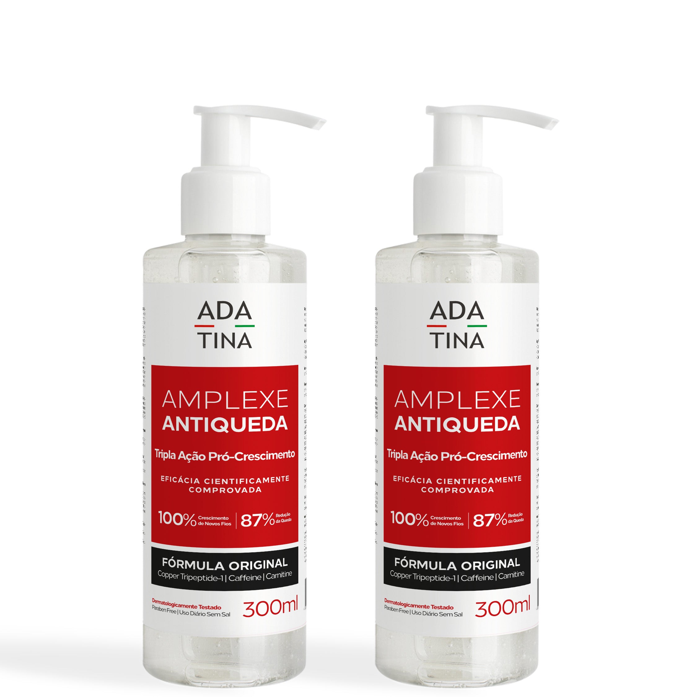 Kit shampoo capilar Amplexe Antiqueda Ada Tina com tripla ação antiqueda e eficácia científica comprovada.