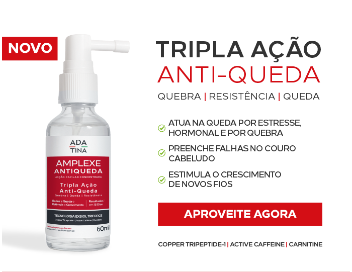 Loção Amplexe Antiqueda com tripla ação, atua na quebra, resistência e queda do fio.