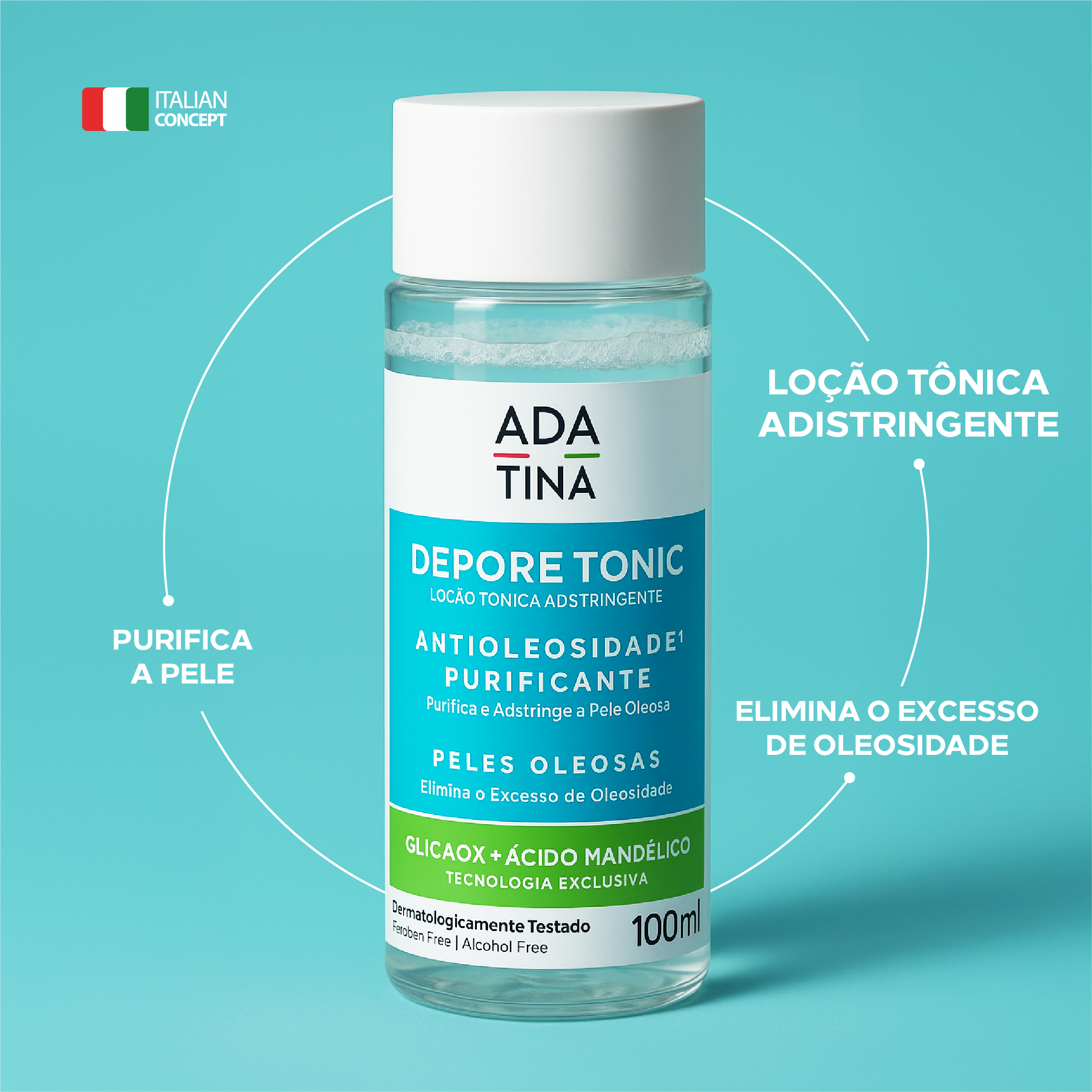 Depore Tonic loção tônica elimina o excesso de oleosidade e purifica a pele.