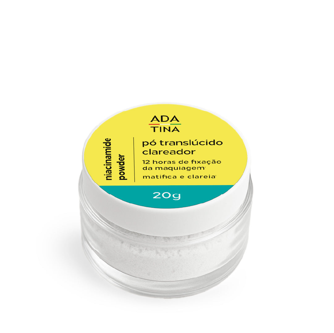 Pó translúcido clareador Niacinamide Powder com 12 horas de fixação da maquiagem que matifica e clareia.