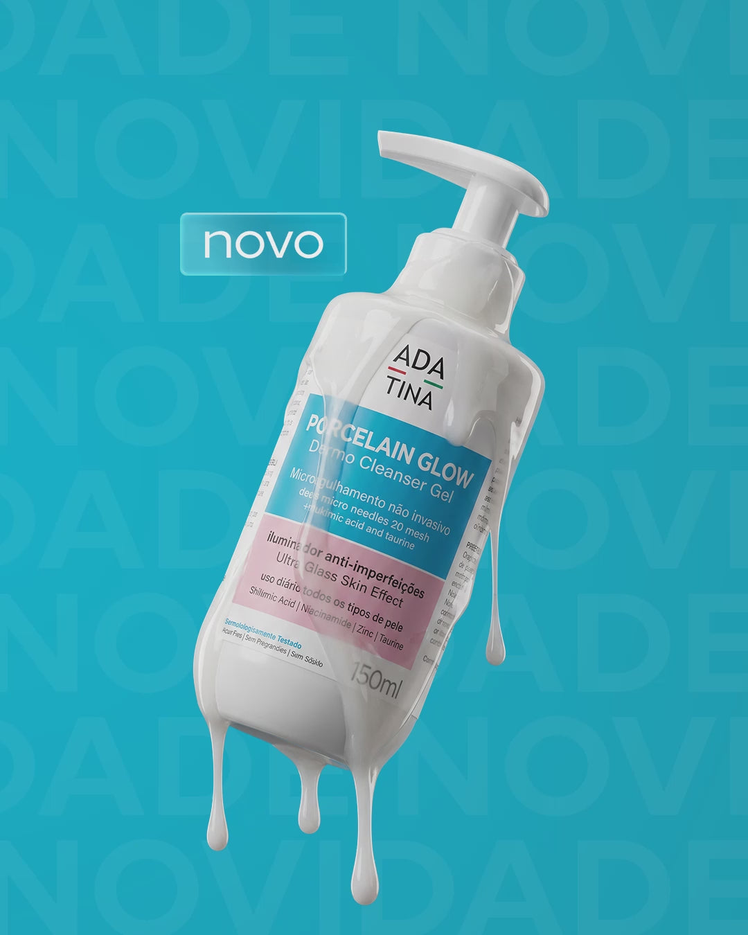 Gel de Limpeza Facial Iluminador Anti-Imperfeições com Microagulhamento Não Invasivo – Porcelain Glow Dermo Cleanser Gel 150ml