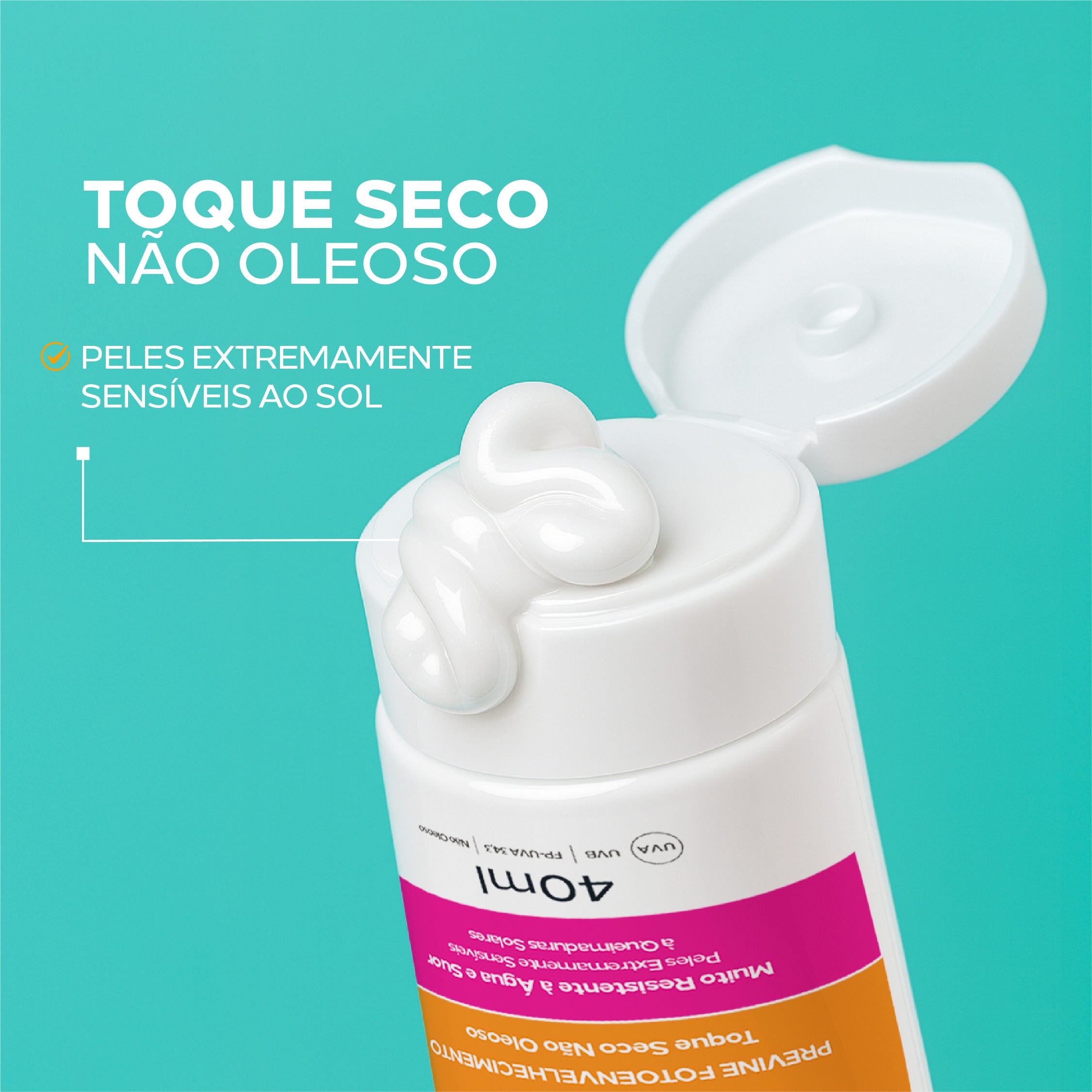 Protetor solar Ada Tina Biosole Super Age FPS 90 com textura seca não oleosa.