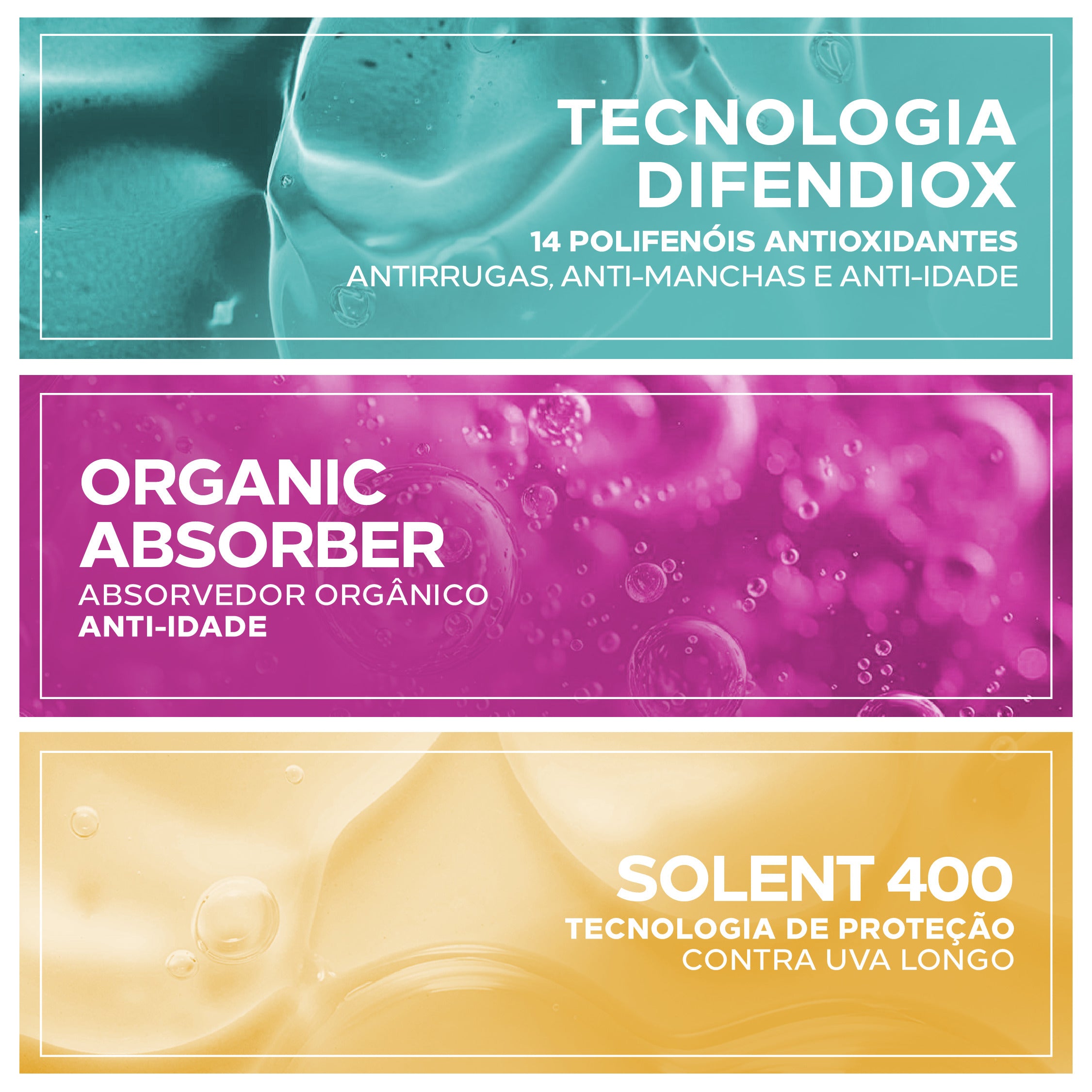 Protetor solar Biosole Super Age com Difendiox, Organic Absorber e Solent 400.