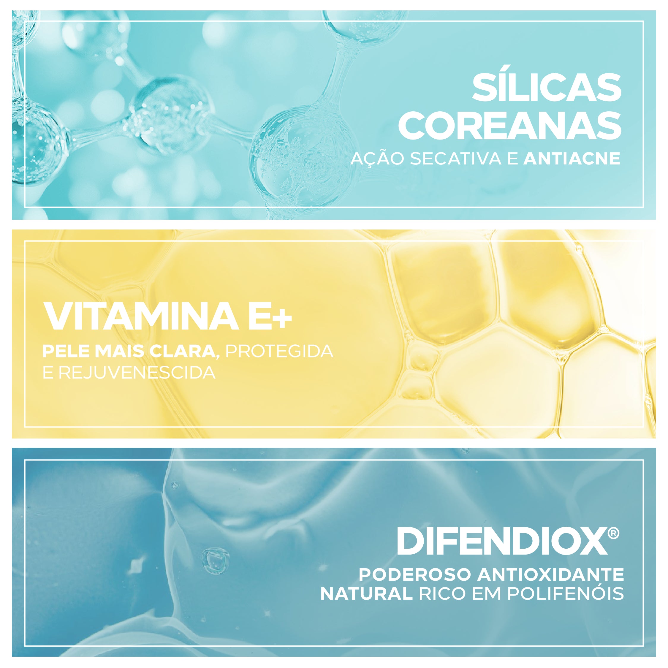 Ingredientes do Normalize Solar Matte Intense: sílicas coreanas, vitamina E e difendiox.