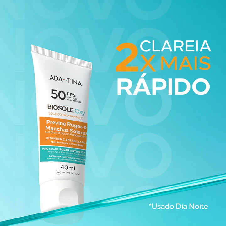 Kit 2 Un Protetor Solar Facial 12HS Clareador Anti-Calor 2x Mais Rápido – Biosole Oxy FPS 50 40ml