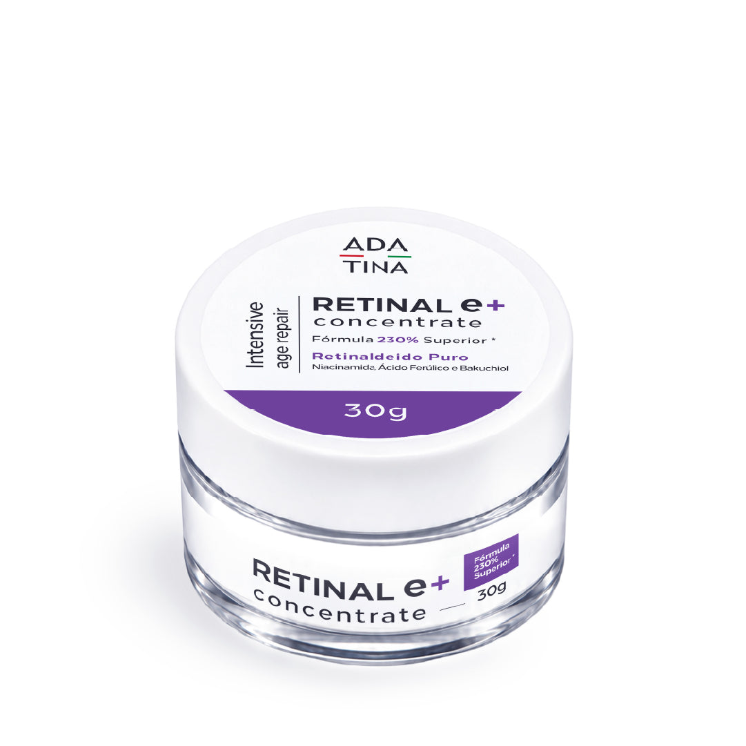 Pote do Retinal E+ Concentrate 30 g da Ada Tina, creme facial com retinaldeído puro, niacinamida, ácido ferúlico e bakuchiol