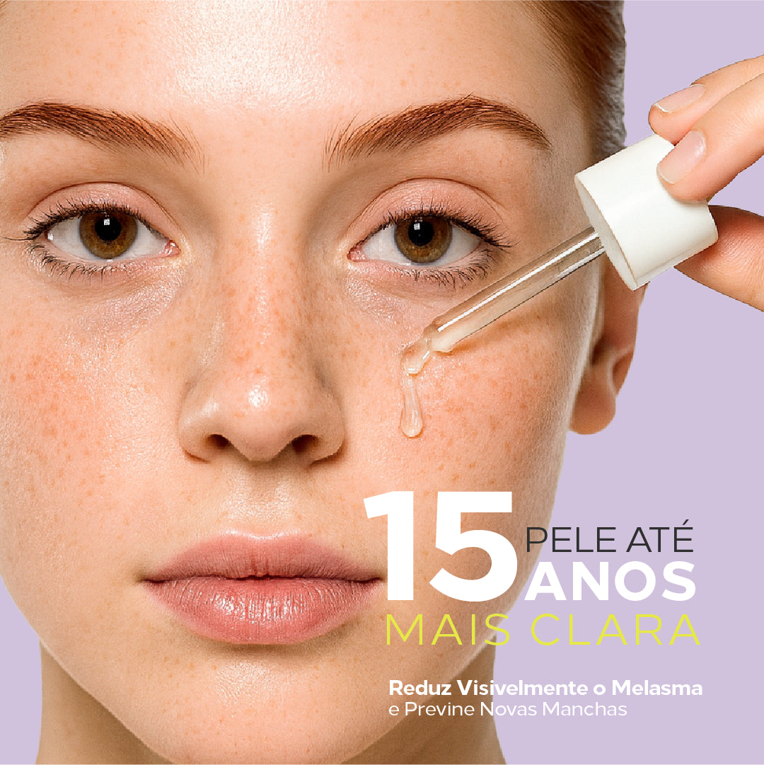 Clarivis TX Ultra Clarify promove uma pele até 15 anos mais clara, reduzindo visivelmente o melasma e manchas.