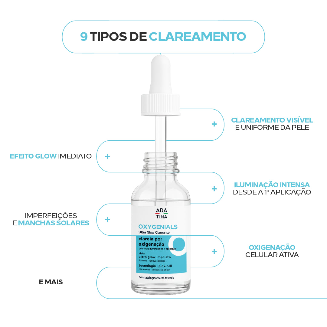 1º Sérum Clareador com Oxigênio Ativo e 9 Ações Clareadoras – Oxygenials Ultra Glow Clareante 30ml